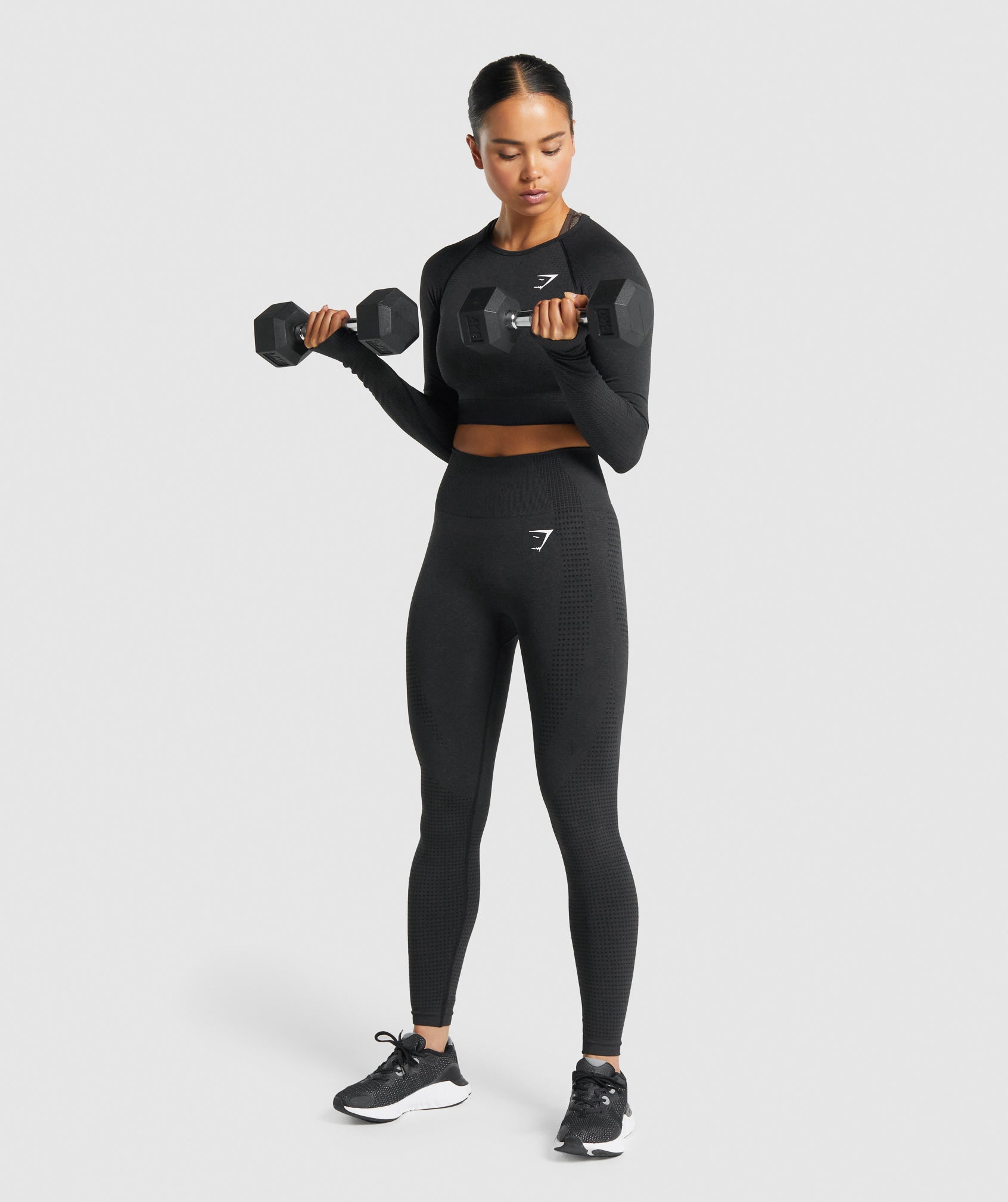 Black Women's Gymshark Vital Seamless 2.0 Long Sleeve Crop Tops | ZWTYNG-230