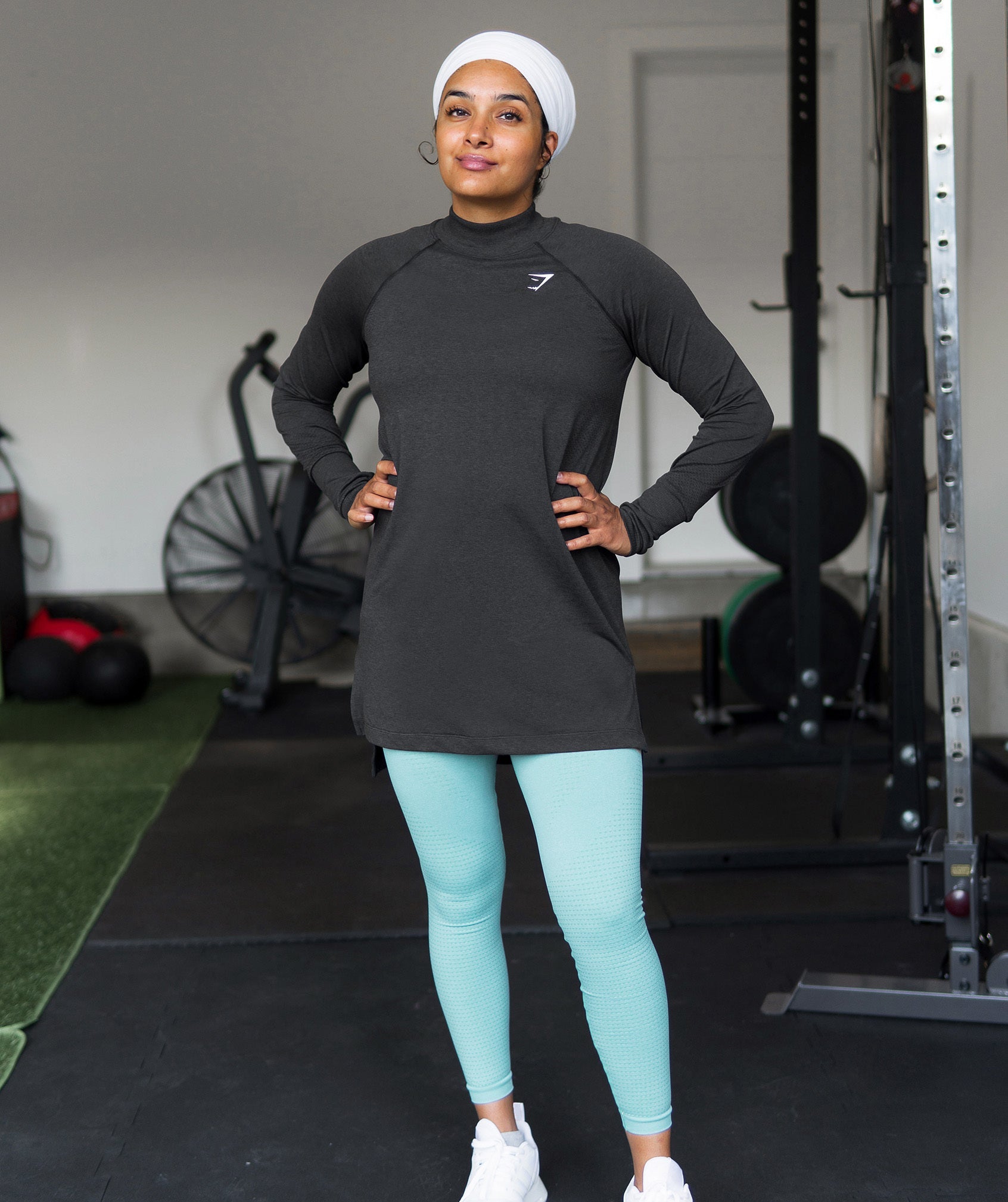 Black Women's Gymshark Vital Seamless Long Line Tops | PJXOUS-629