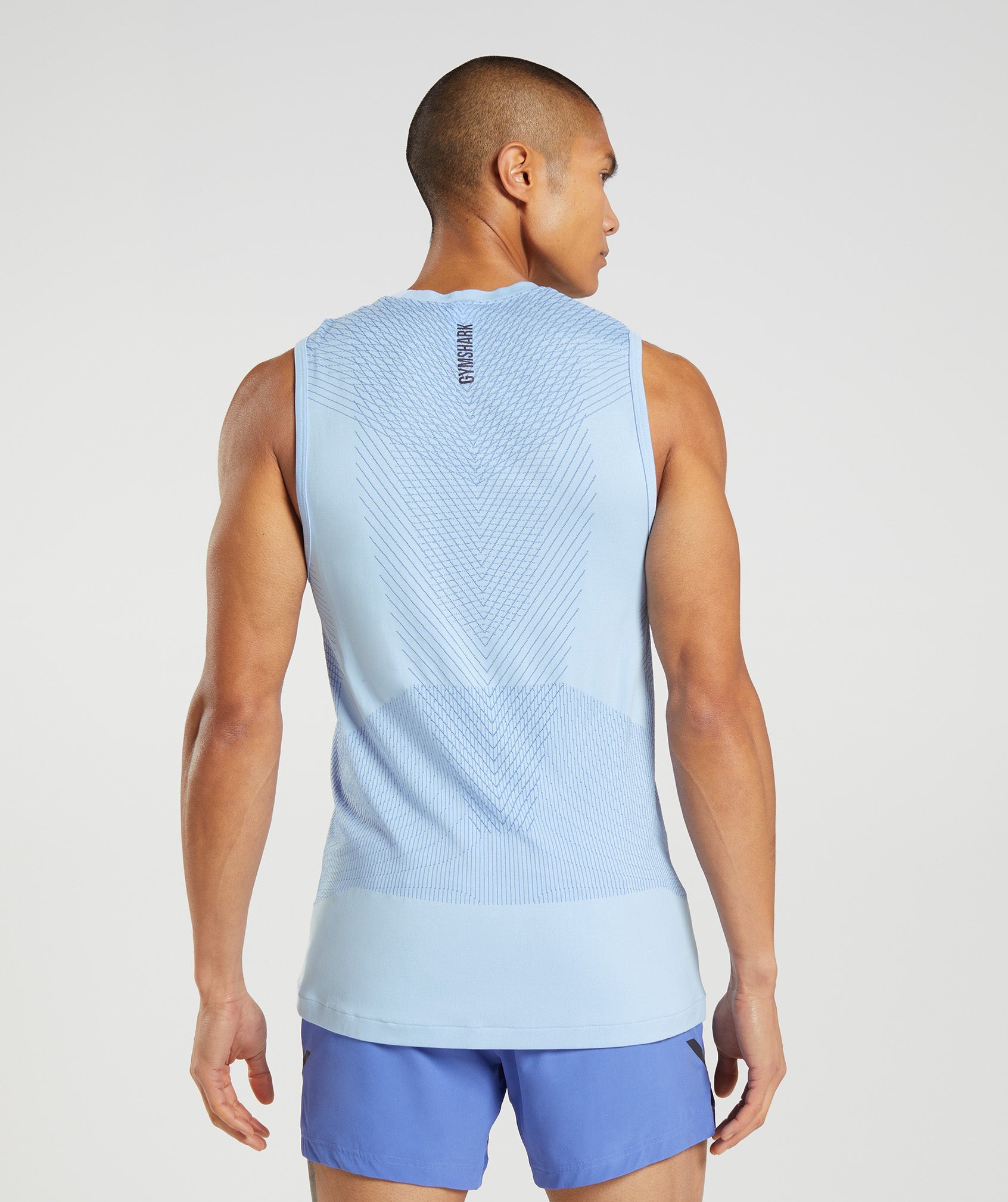 Blue Men's Gymshark Apex Seamless Tanks | DUWOAL-491