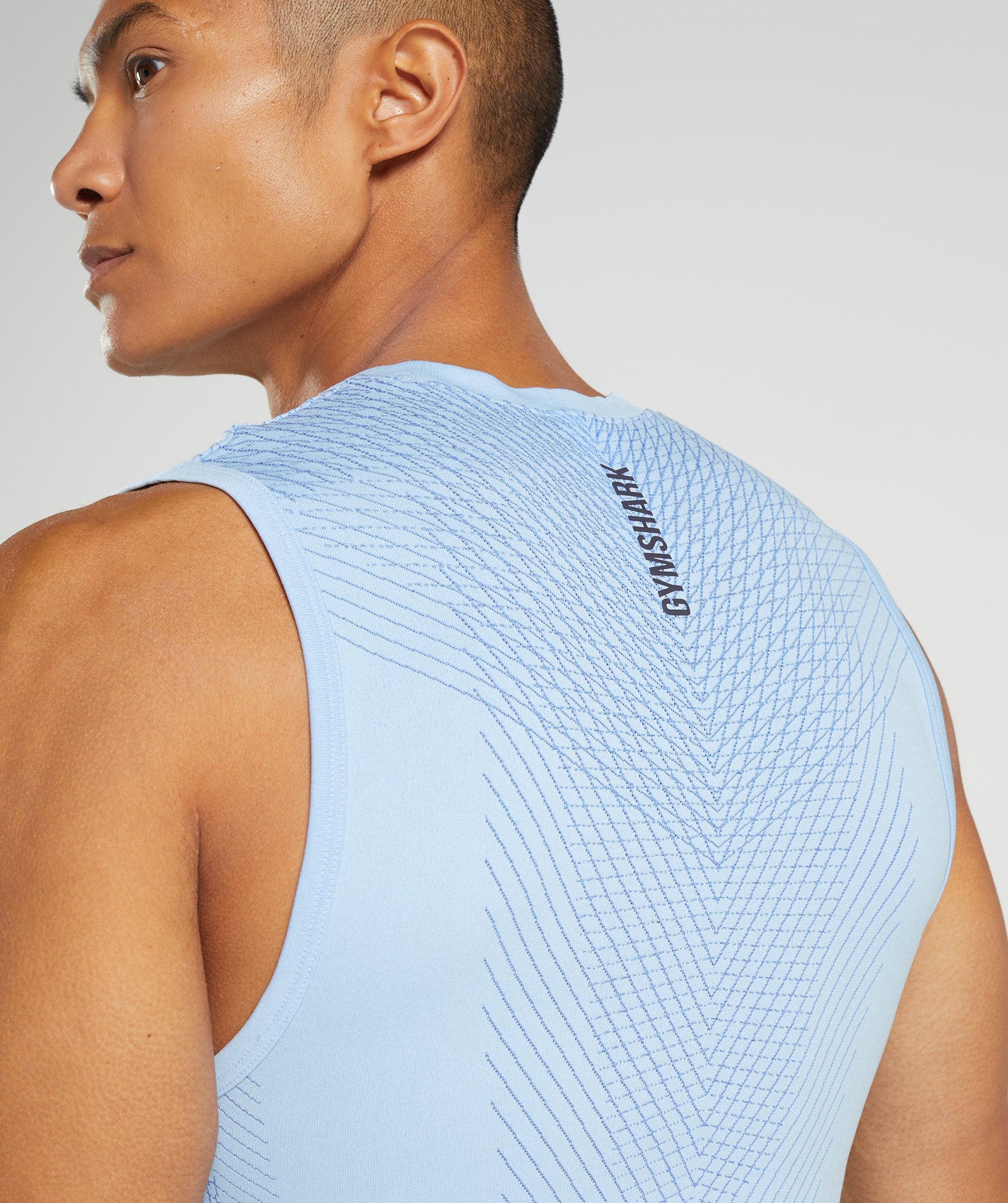 Blue Men's Gymshark Apex Seamless Tanks | DUWOAL-491