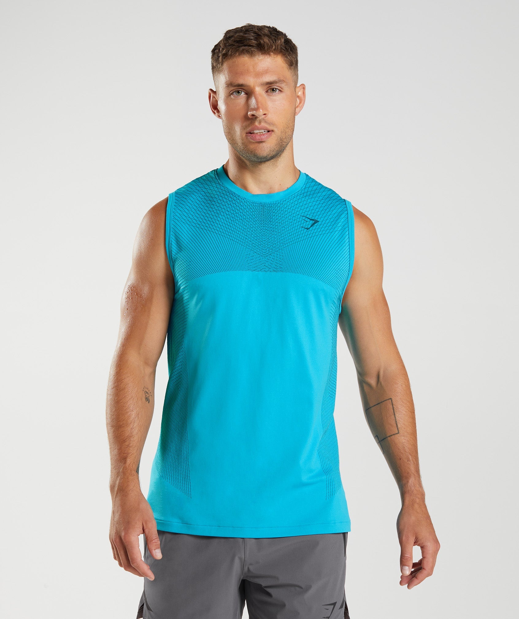 Blue Men\'s Gymshark Apex Seamless Tanks | QXORIT-743