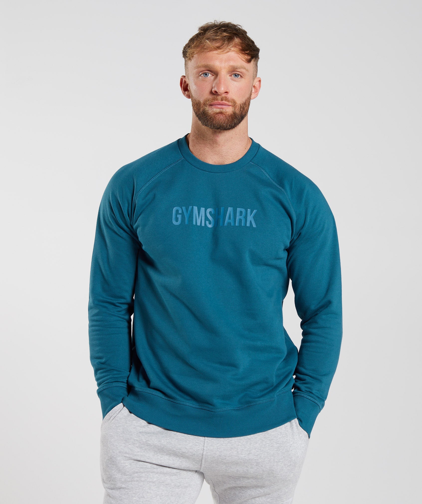 Blue Men\'s Gymshark Apollo Crew Sweatshirts | JCZORN-905