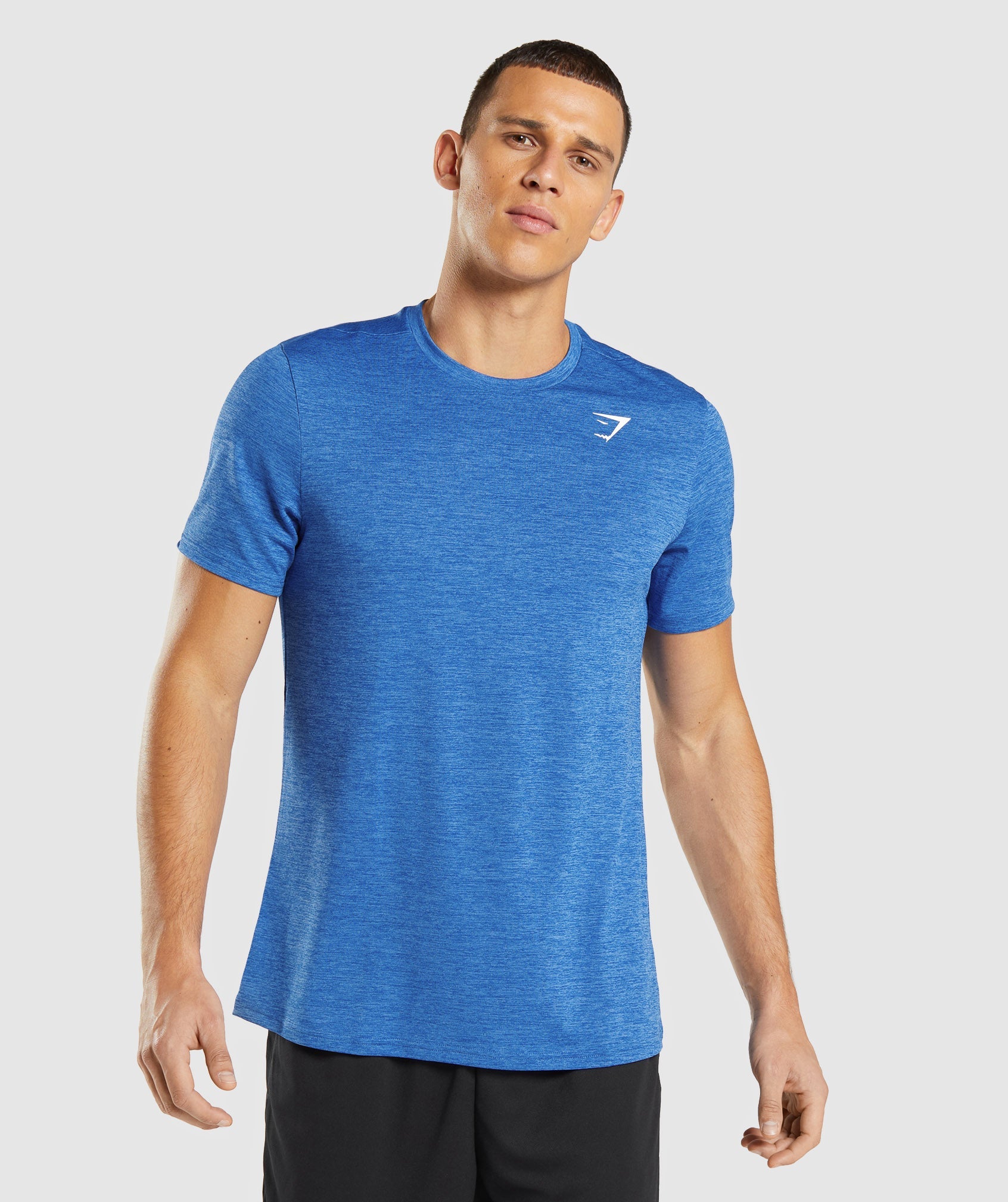 Blue Men\'s Gymshark Arrival Marl T Shirts | SRMGBX-068