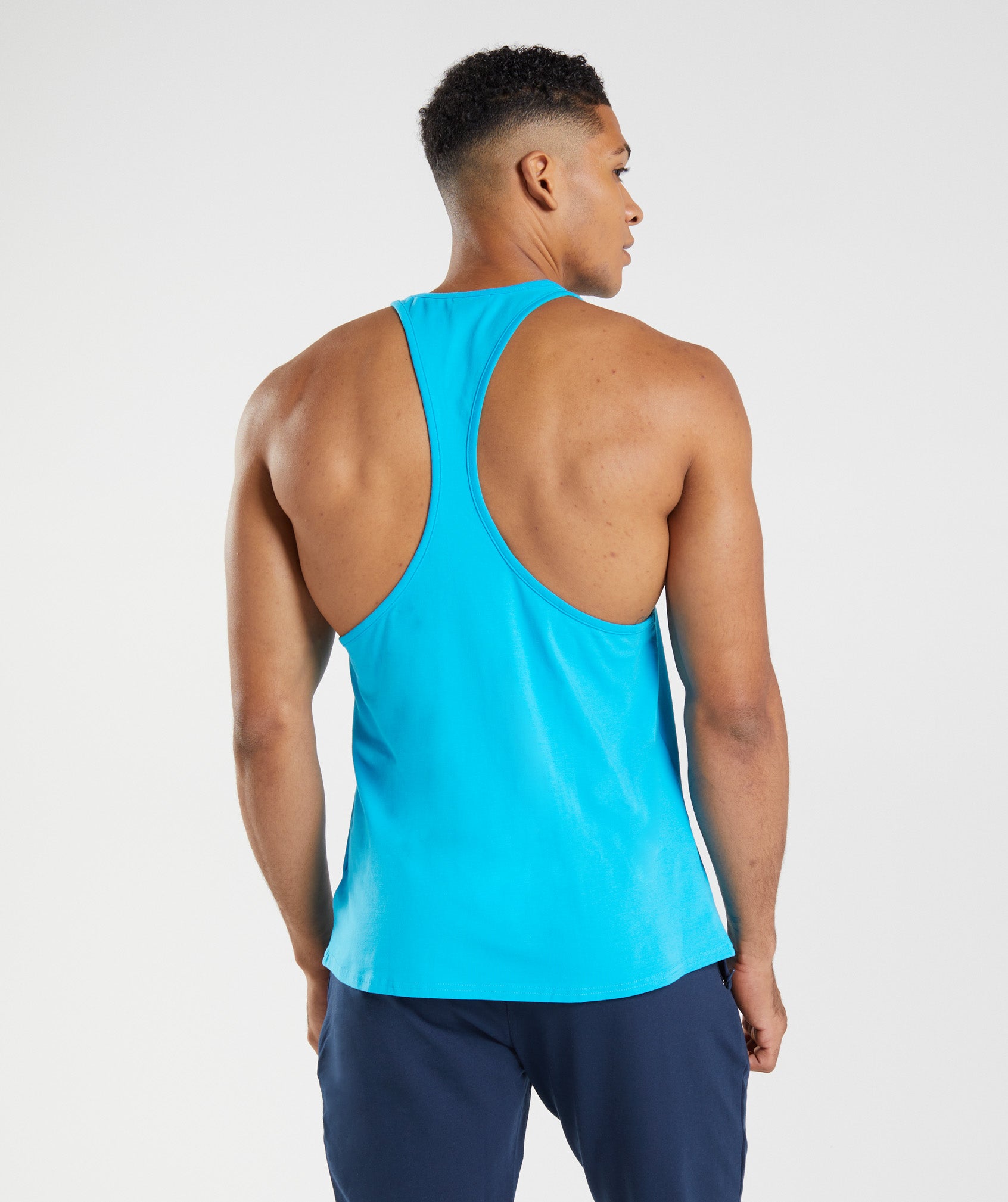 Blue Men's Gymshark Block Stringer Vest | ZCYFXP-463