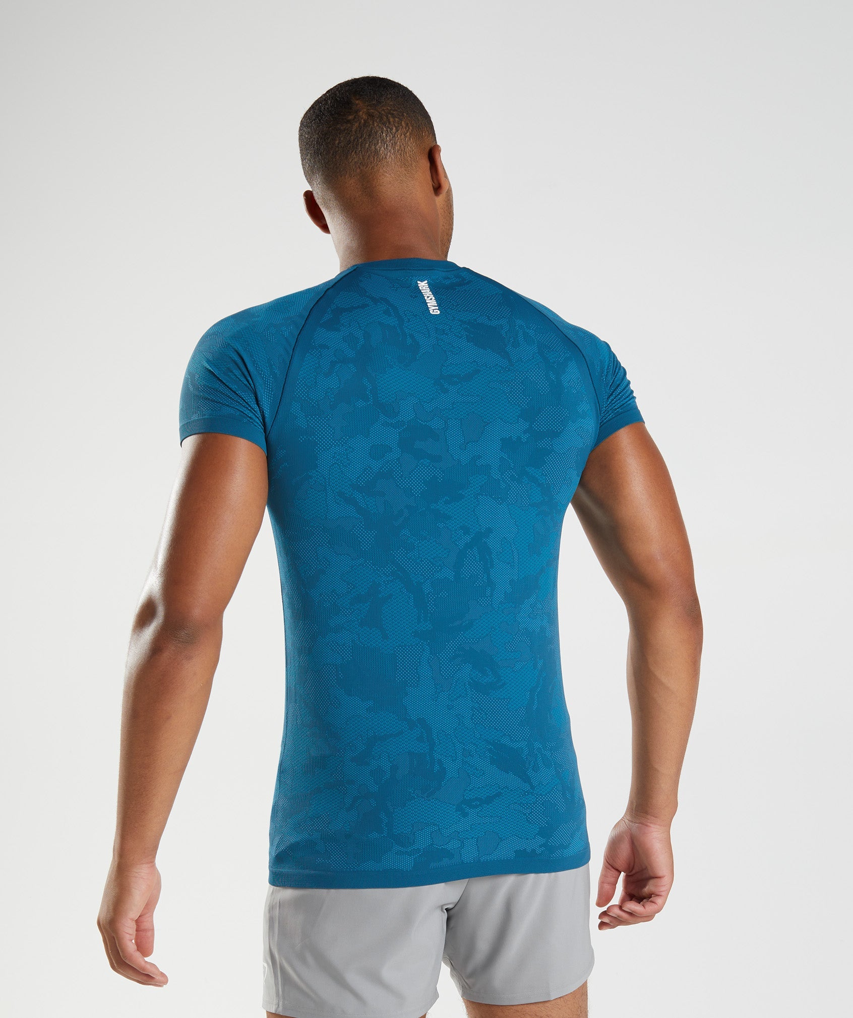 Blue Men's Gymshark Geo Seamless T Shirts | SHRVTB-743