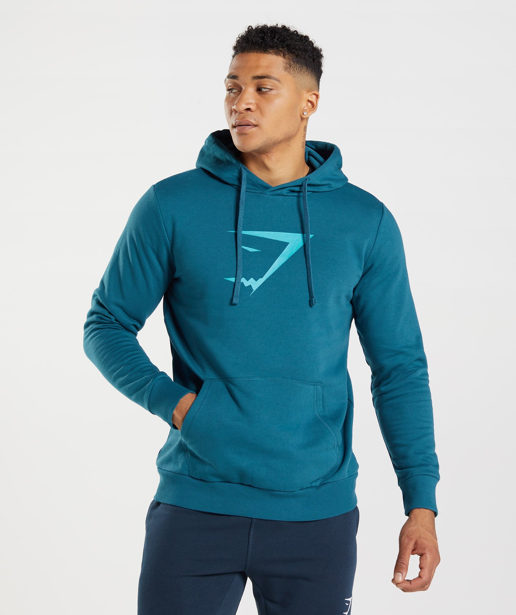 Blue Men\'s Gymshark Sharkhead Infill Hoodie | WPALMS-301