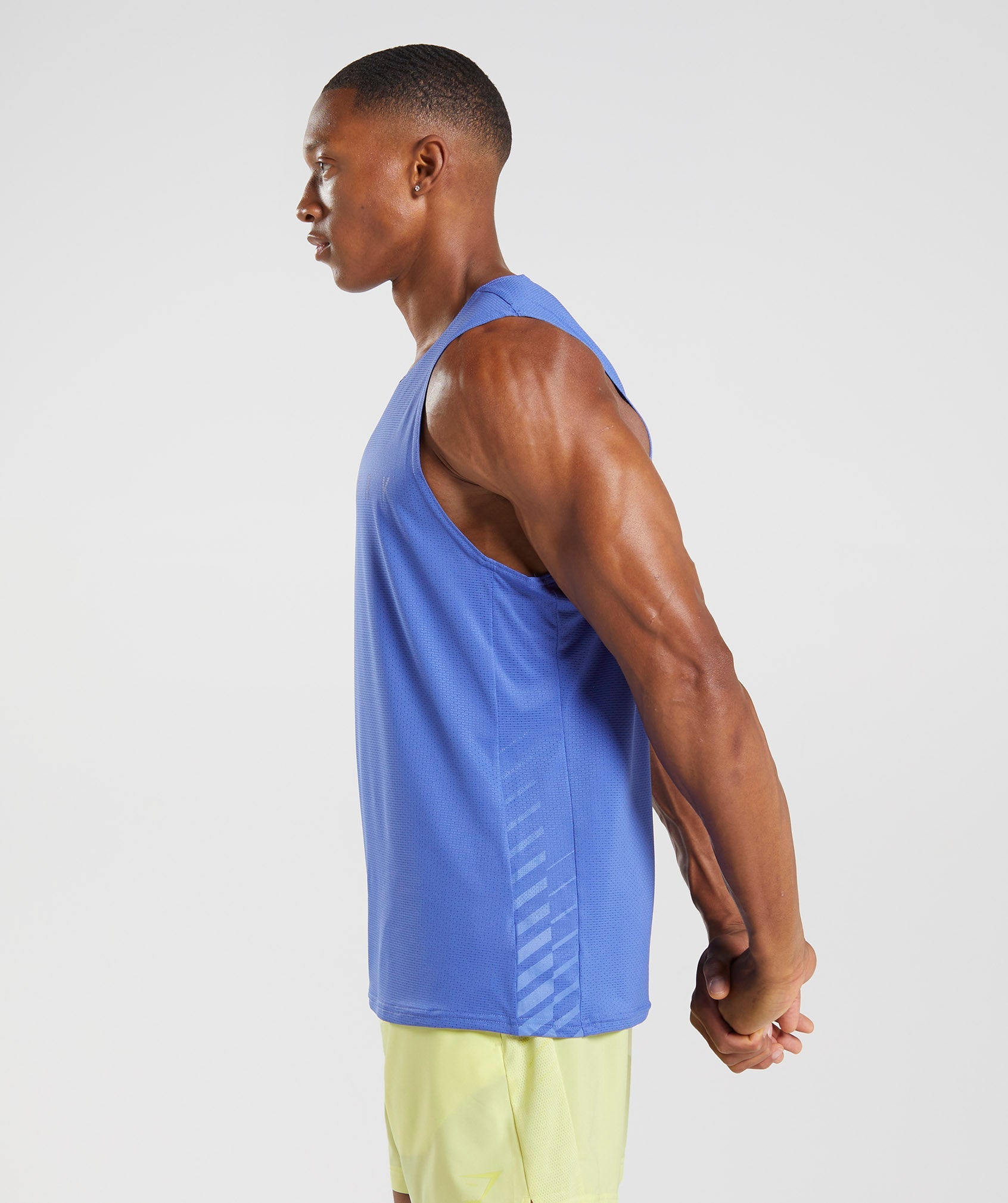 Blue Men's Gymshark Sport Stripe Tanks | XTVZLO-489