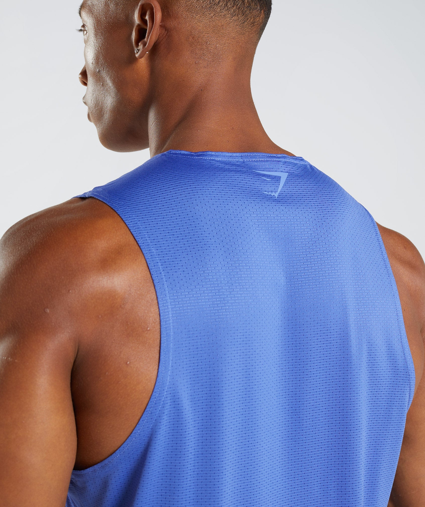 Blue Men's Gymshark Sport Stripe Tanks | XTVZLO-489