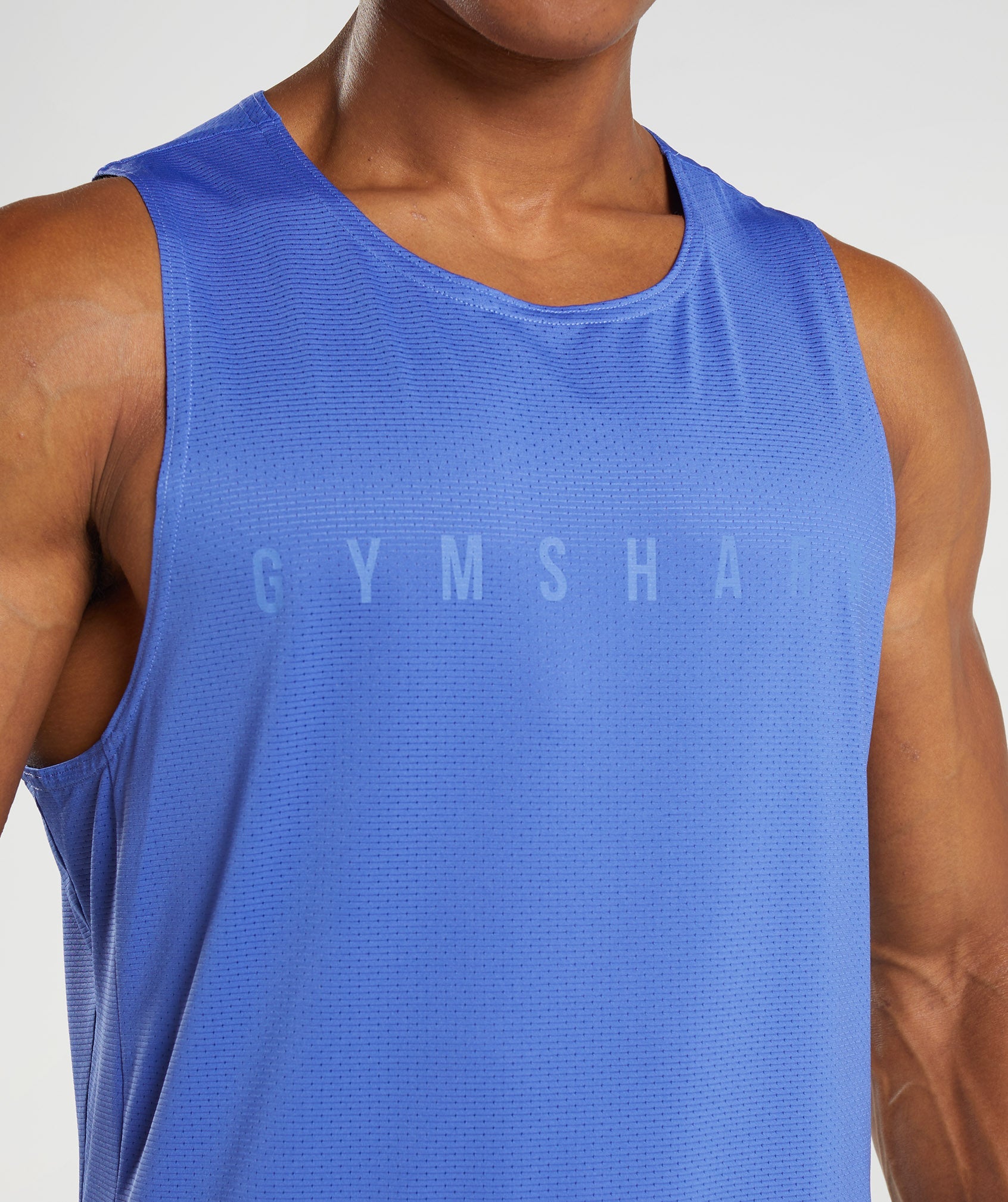 Blue Men's Gymshark Sport Stripe Tanks | XTVZLO-489