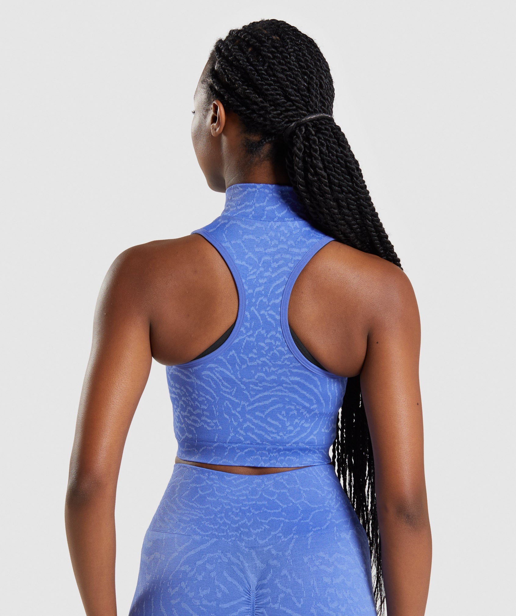 Blue Women's Gymshark Adapt Animal Seamless Crop 1/2 Zip Tanks | JPTKZN-327