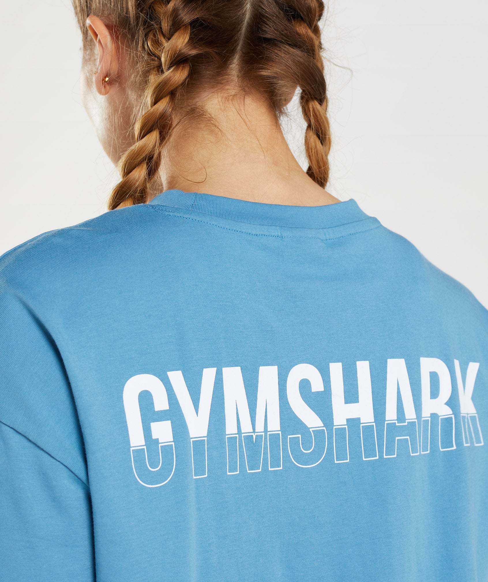 Blue Women's Gymshark Fraction Oversized T Shirts | TVBRHM-938