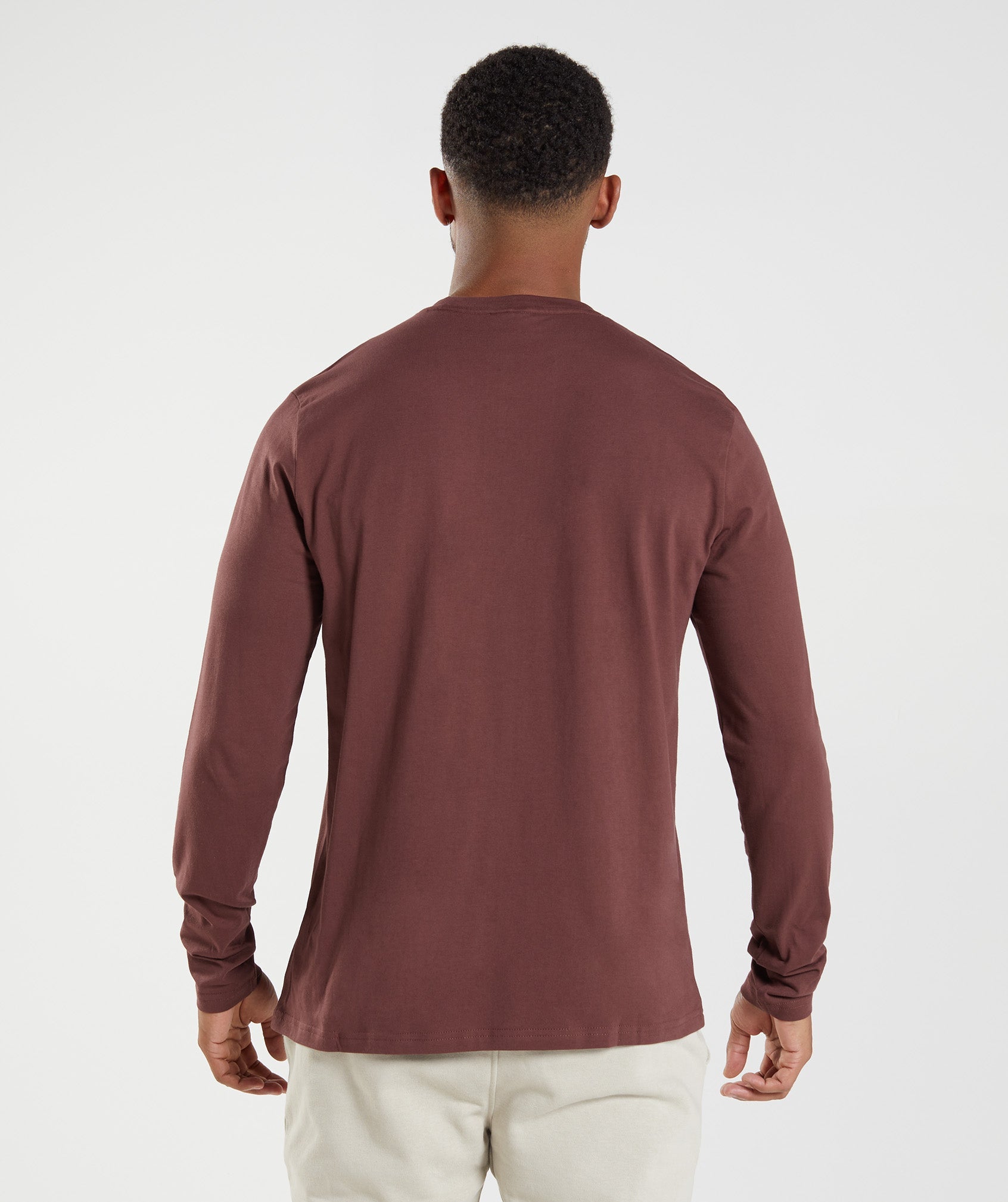 Brown Men's Gymshark Crest Long Sleeve T Shirts | RXUEMA-627