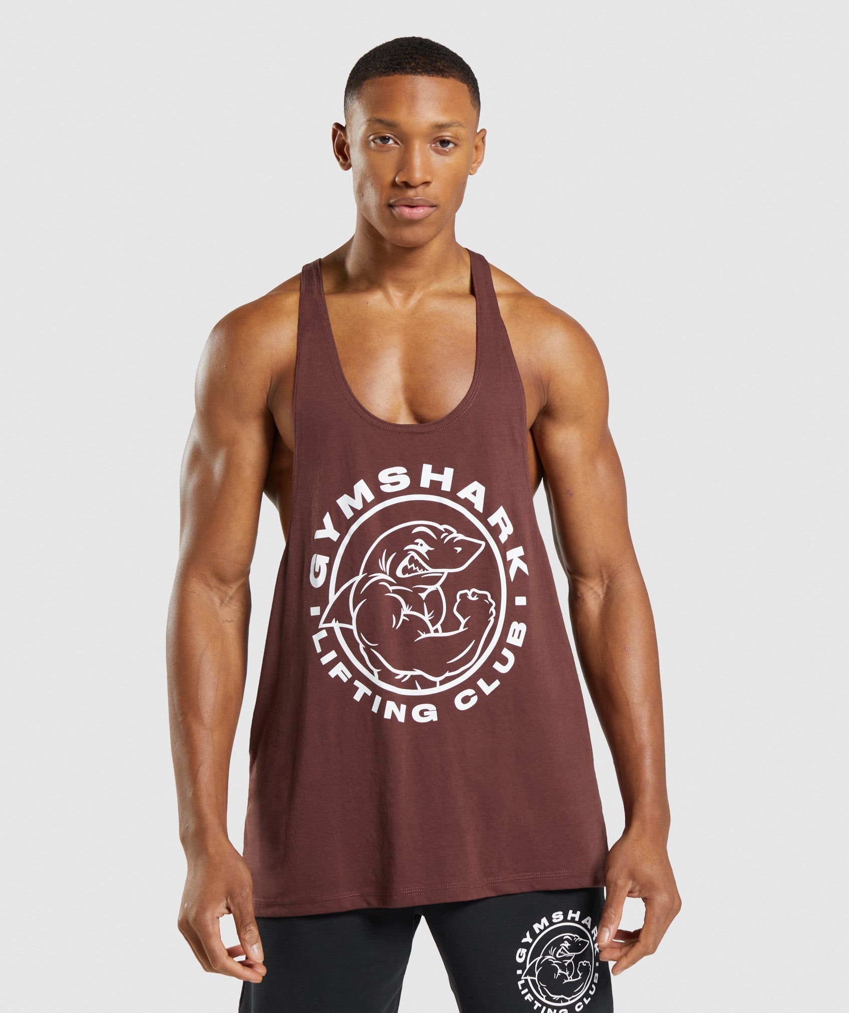 Brown Men\'s Gymshark Legacy Stringer Vest | YFVGMX-182