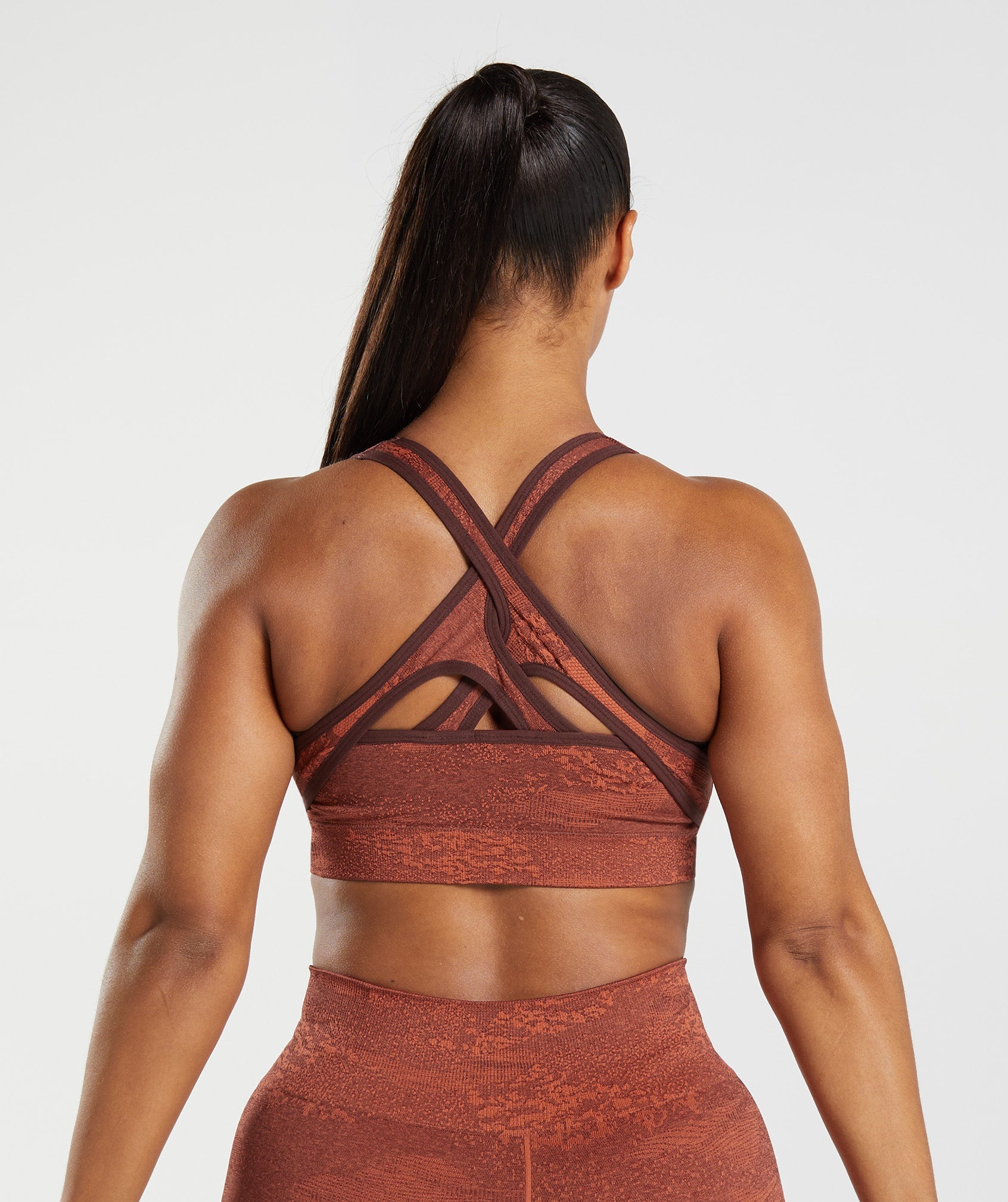 Brown Women's Gymshark Adapt Camo Seamless Sports Bra | EJRFCA-961