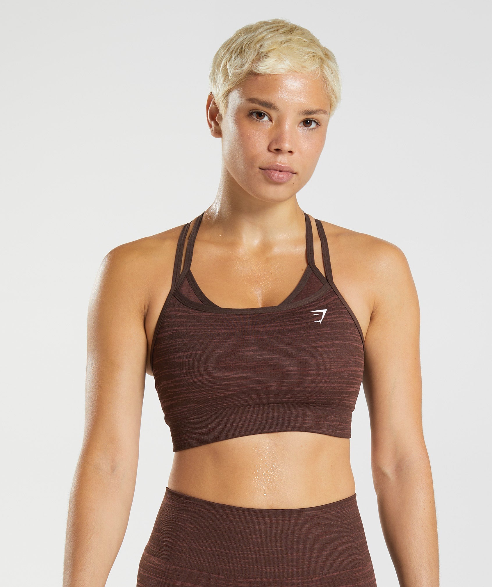 Brown Women\'s Gymshark Adapt Marl Seamless Sports Bra | SUPDHY-502