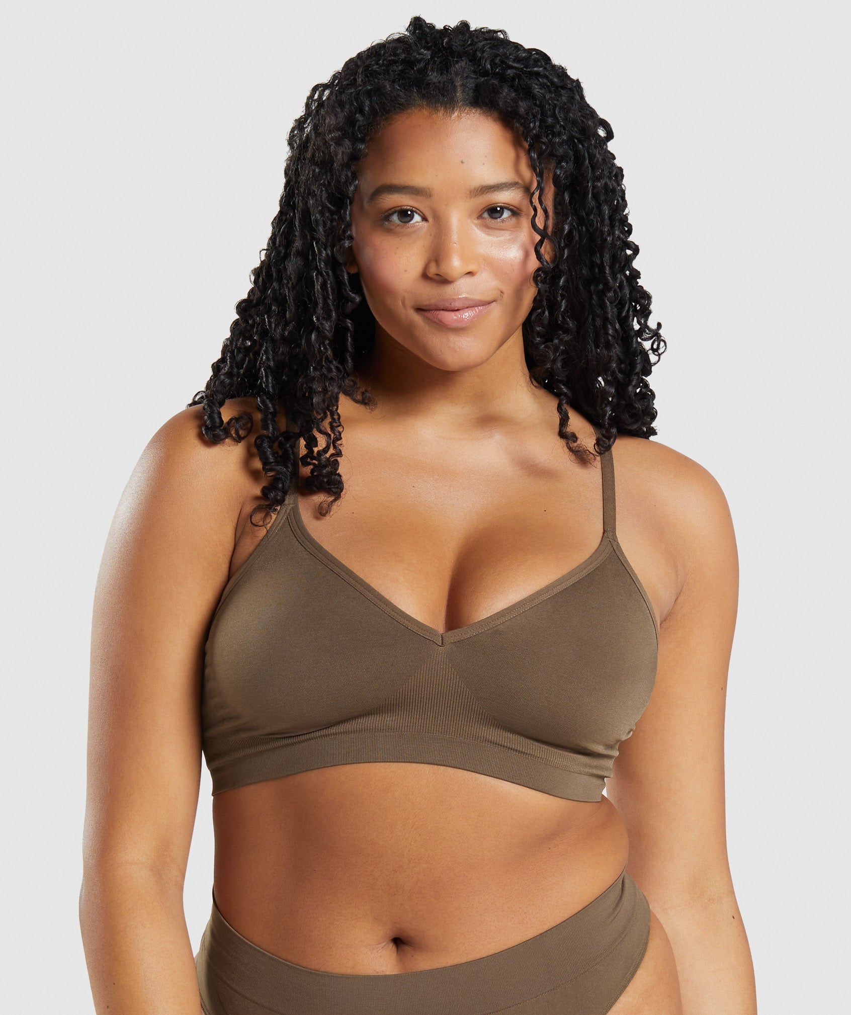 Brown Women\'s Gymshark Seamless Low Neck Sports Bra | IABQDW-503