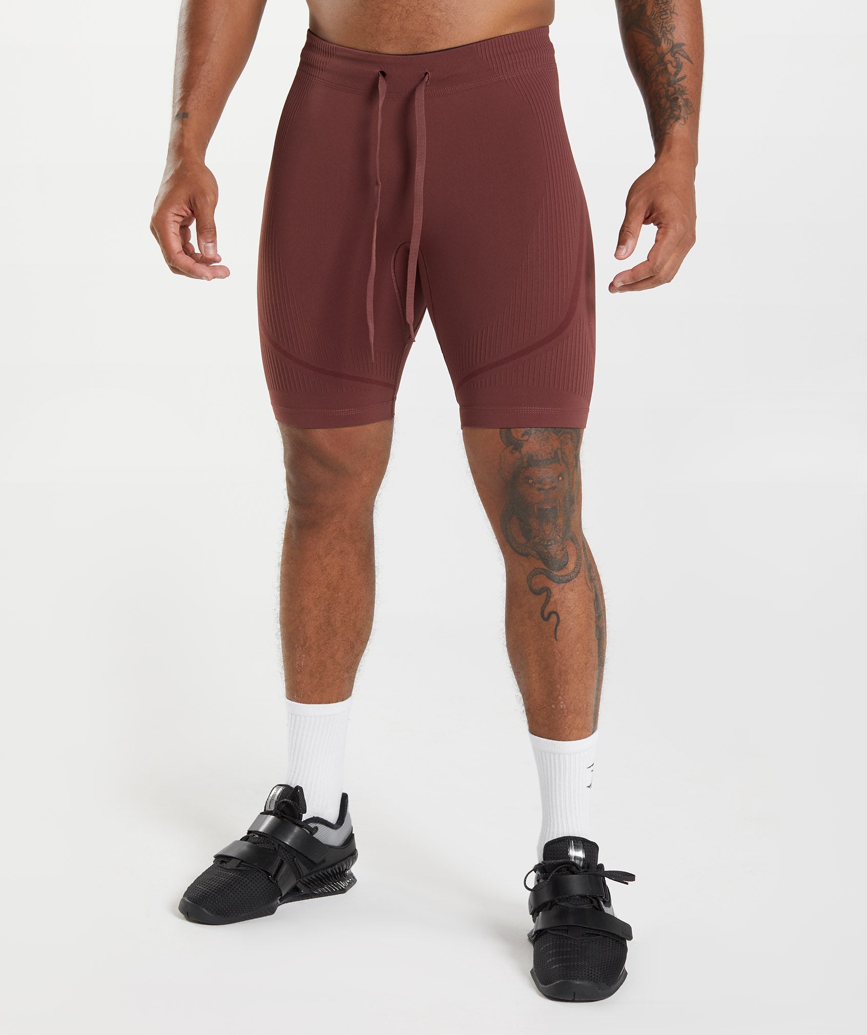 Burgundy Men\'s Gymshark 315 Seamless 1/2 Shorts | BAIYPF-436