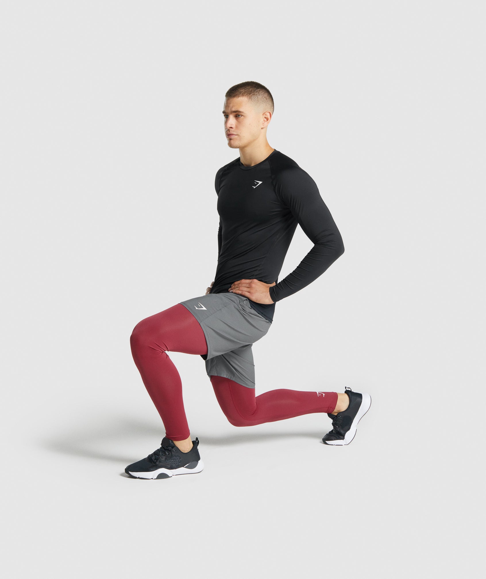 Burgundy Men's Gymshark Element Baselayer Leggings | YHNXVU-980