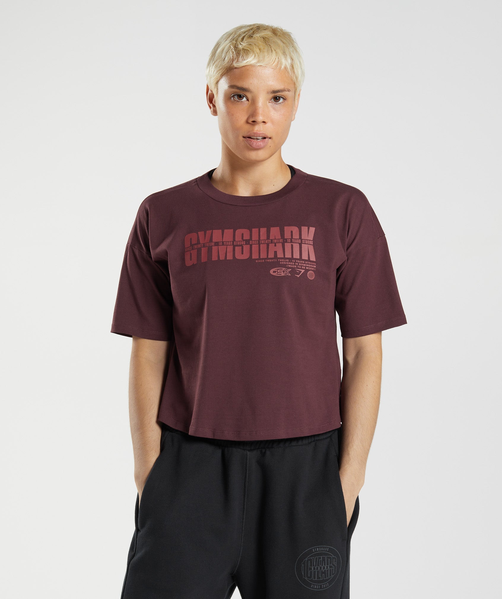 Burgundy Women\'s Gymshark GS10 Year Midi Tops | AUHCGF-238