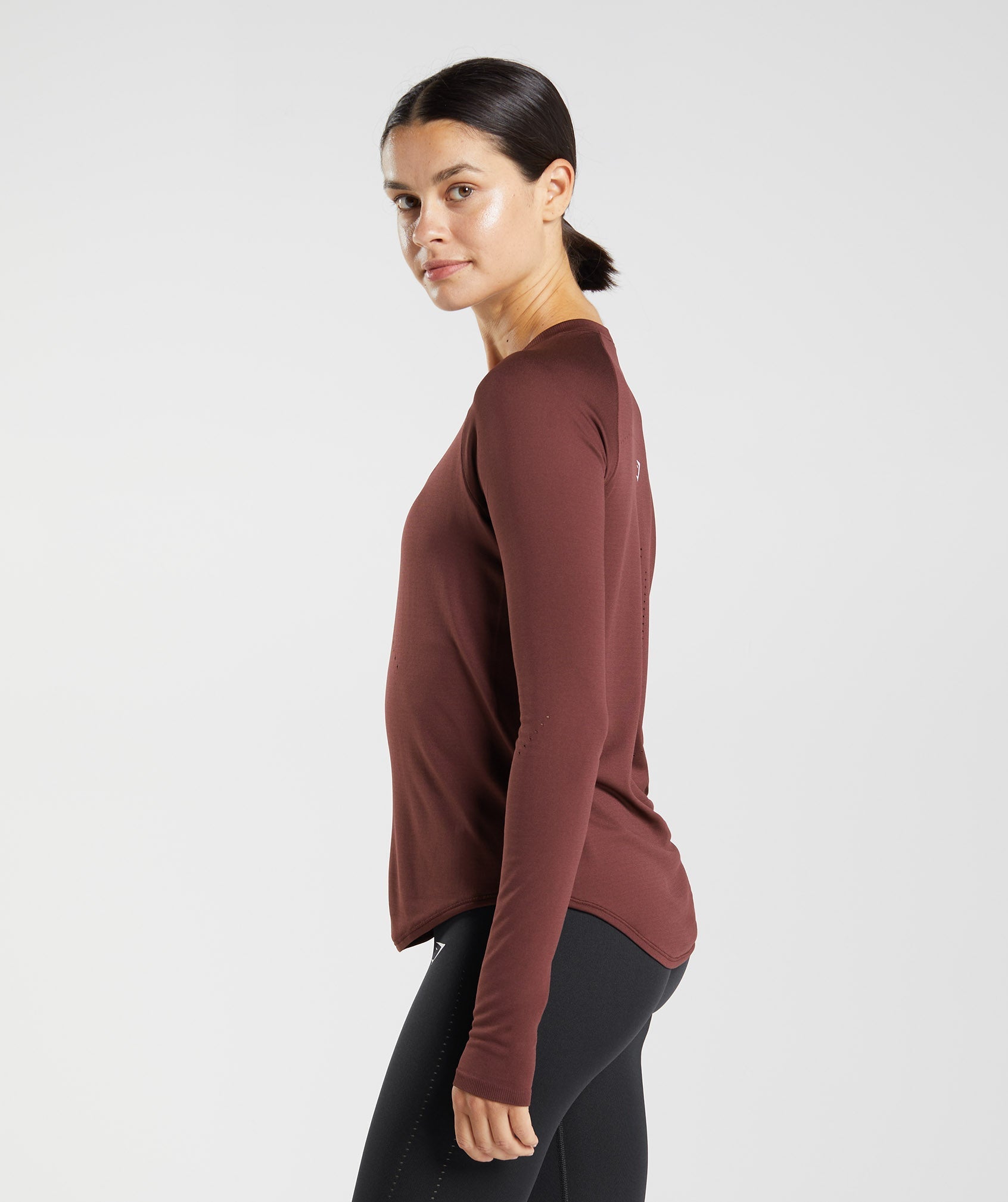 Burgundy Women's Gymshark Sweat Seamless Long Sleeve Tops | AXSEIV-851