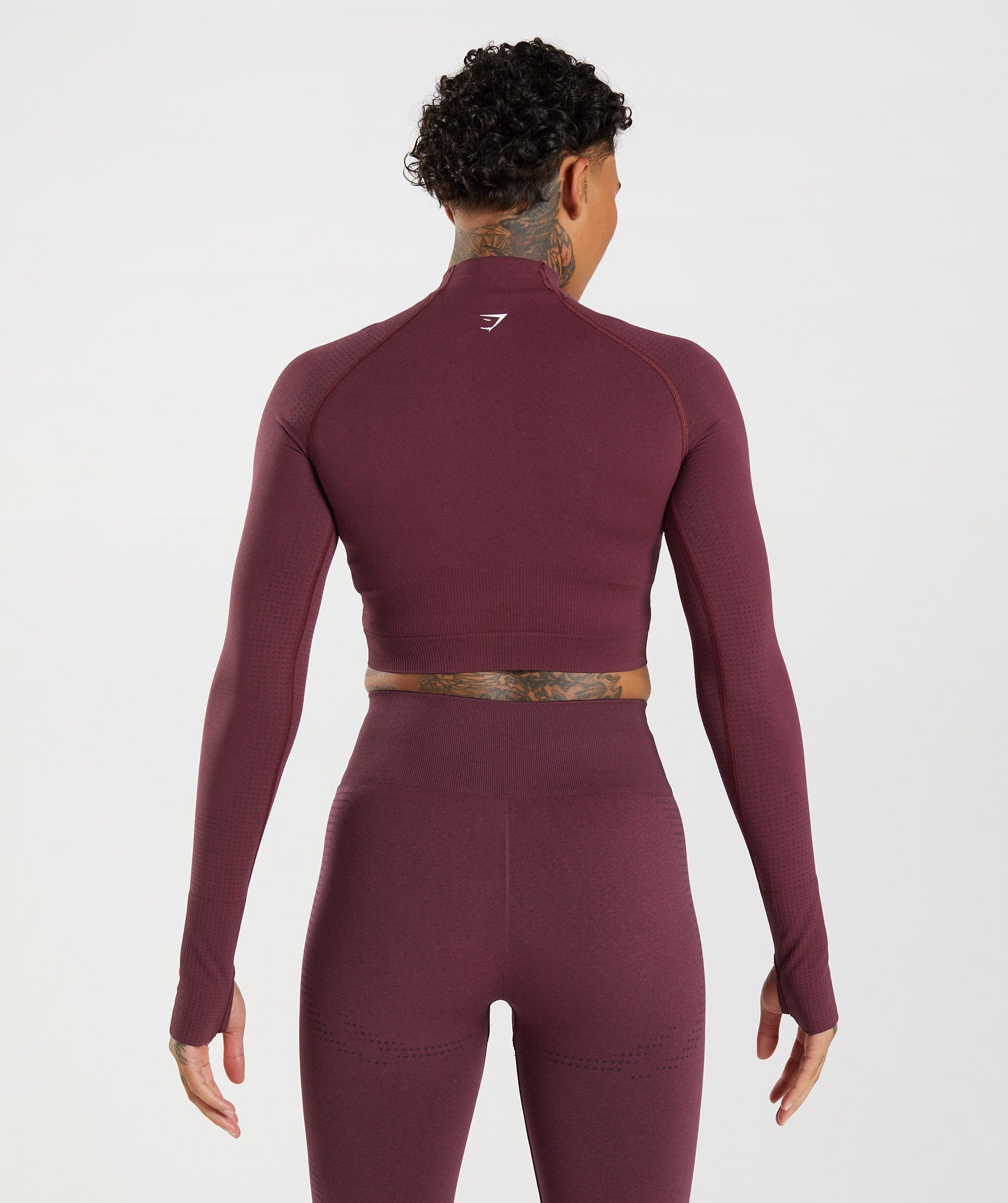 Burgundy Women's Gymshark Vital Seamless 2.0 High Neck Midi Tops | BEKRWZ-385