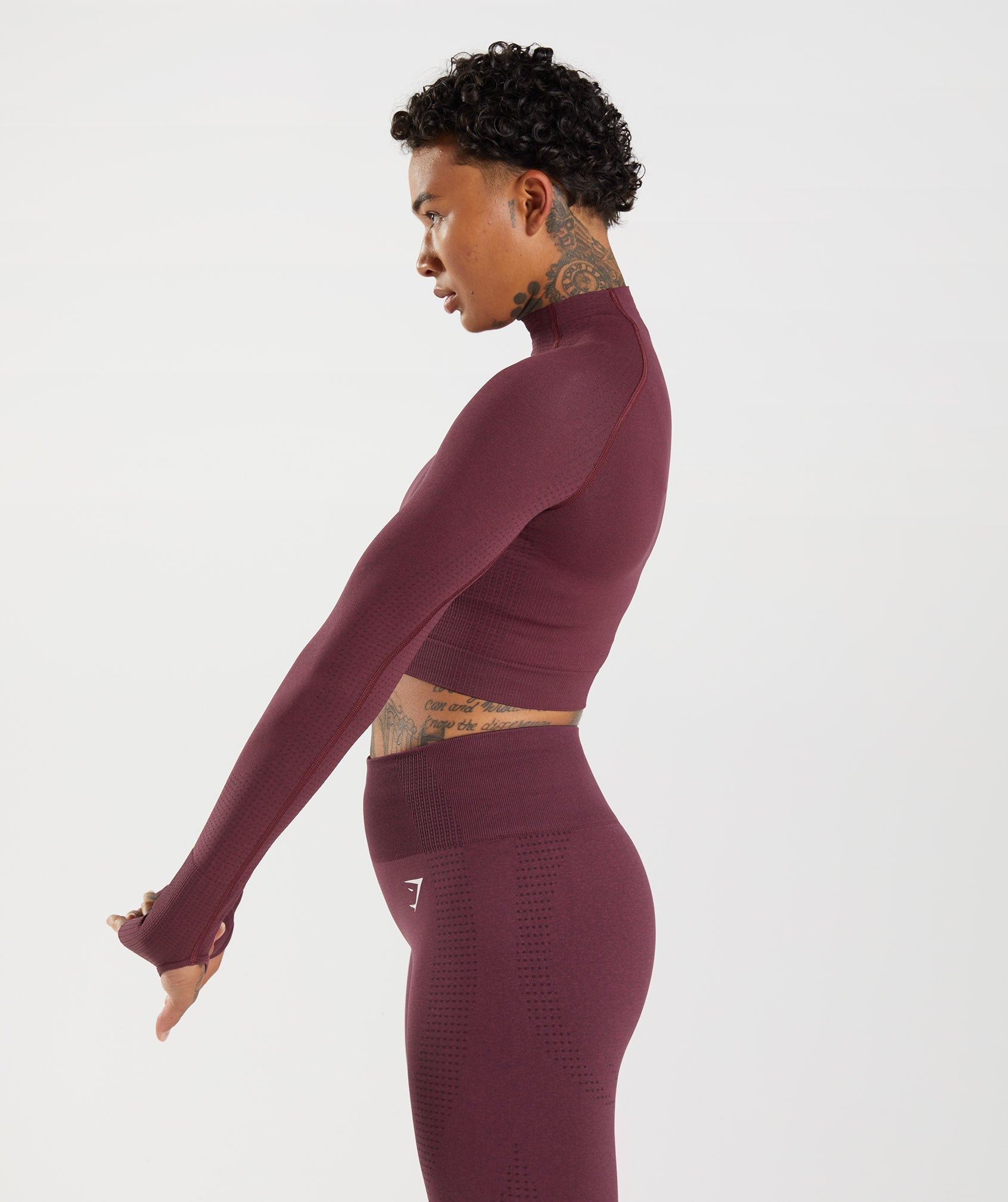 Burgundy Women's Gymshark Vital Seamless 2.0 High Neck Midi Tops | BEKRWZ-385