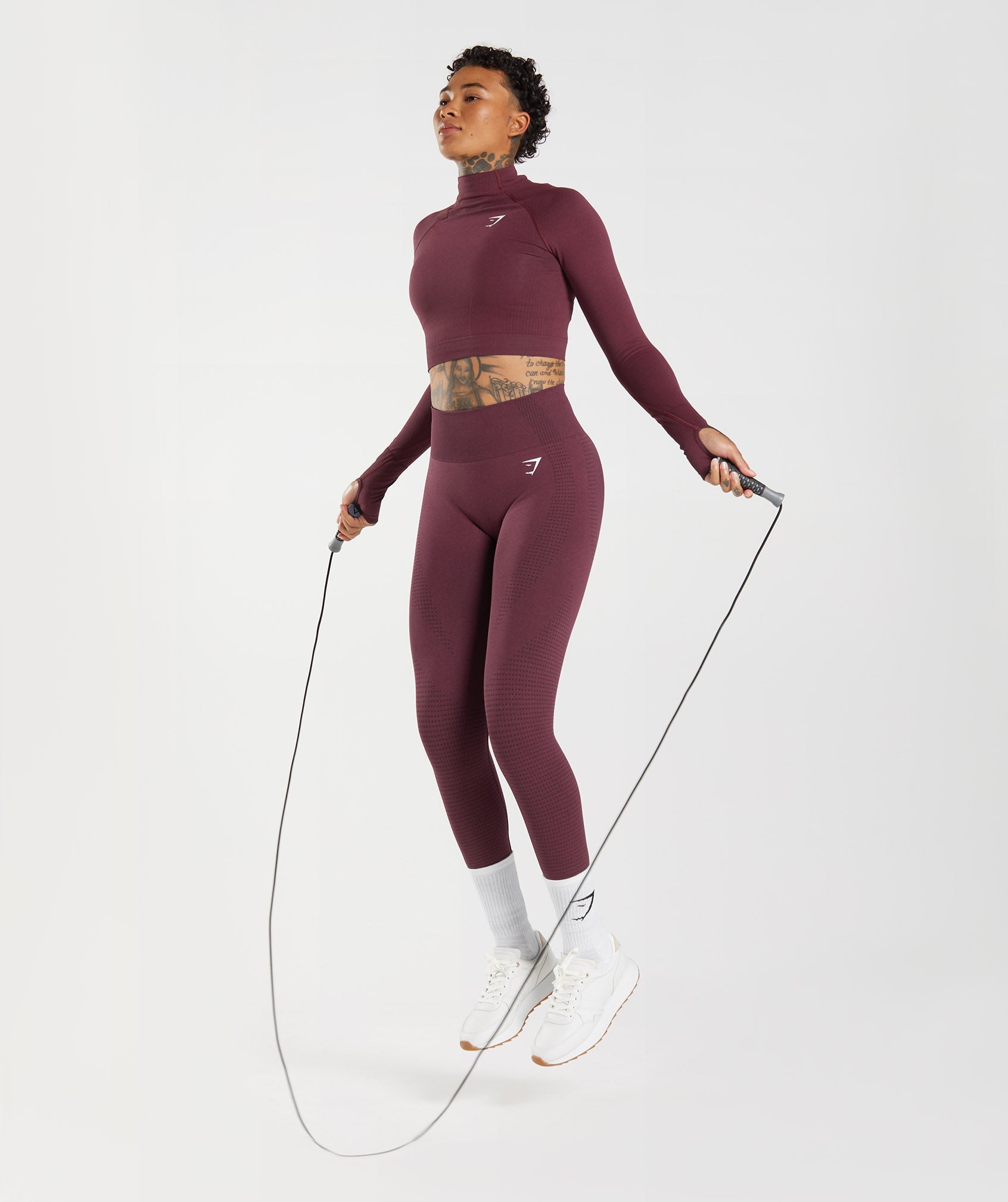 Burgundy Women's Gymshark Vital Seamless 2.0 High Neck Midi Tops | BEKRWZ-385