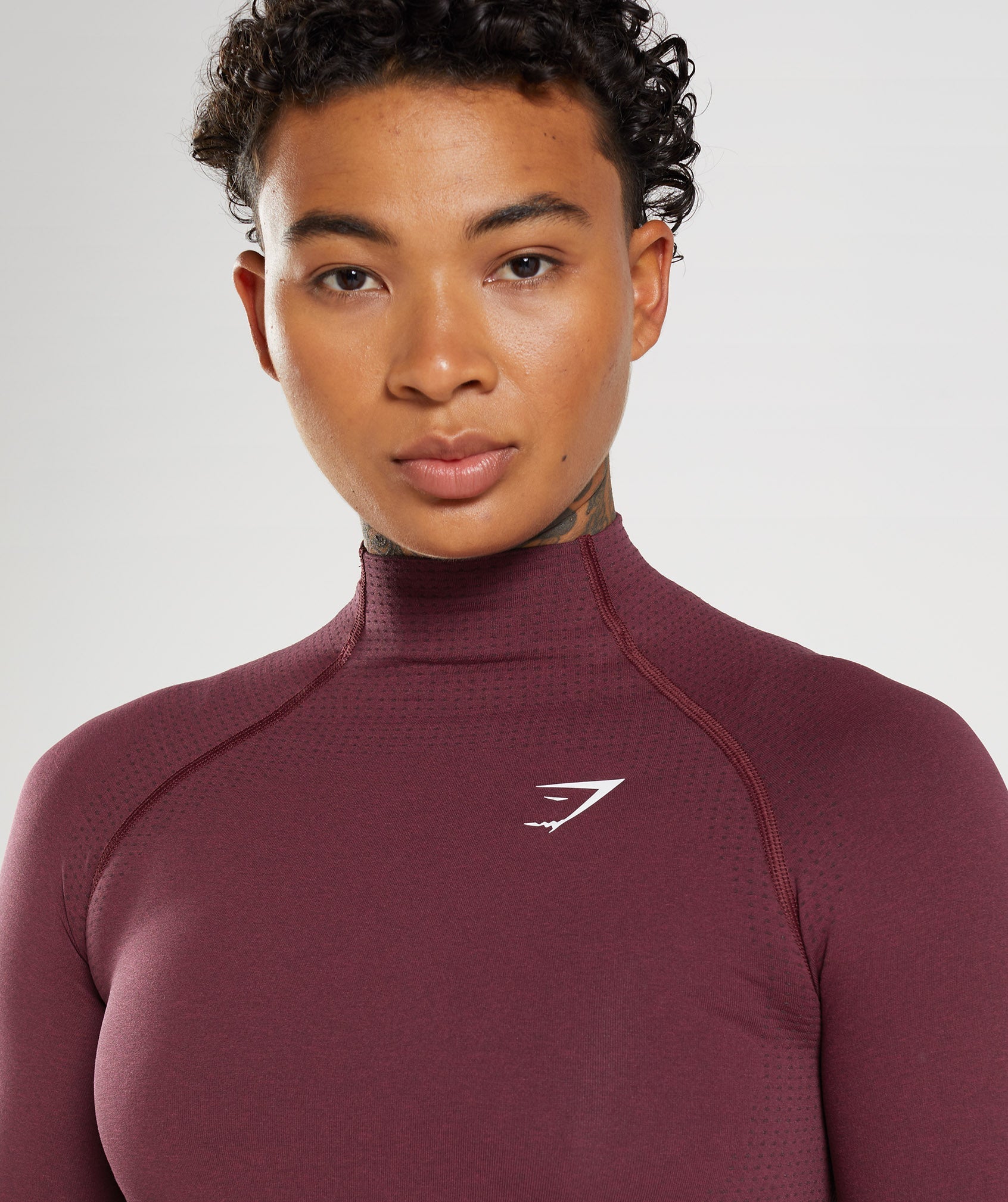 Burgundy Women's Gymshark Vital Seamless 2.0 High Neck Midi Tops | BEKRWZ-385