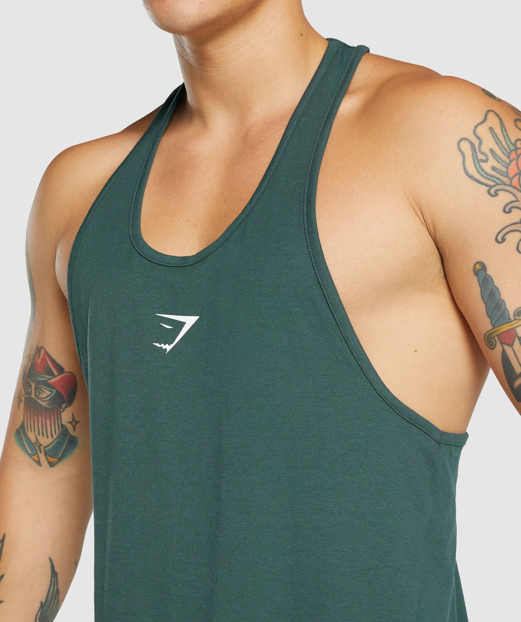 Dark Green Men's Gymshark Critical 2.0 Stringer Vest | JEKSYF-927