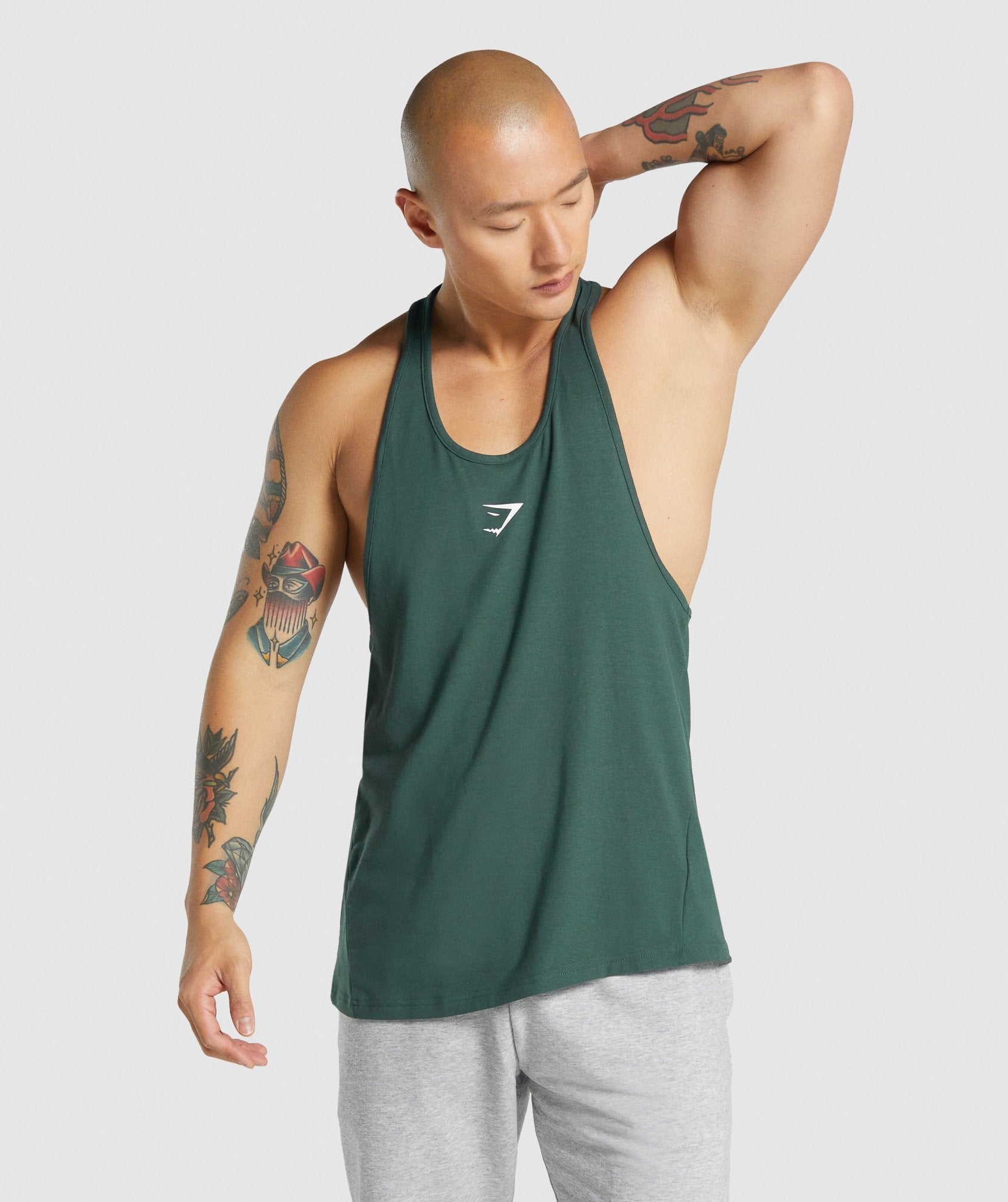 Dark Green Men\'s Gymshark Critical 2.0 Stringer Vest | JEKSYF-927