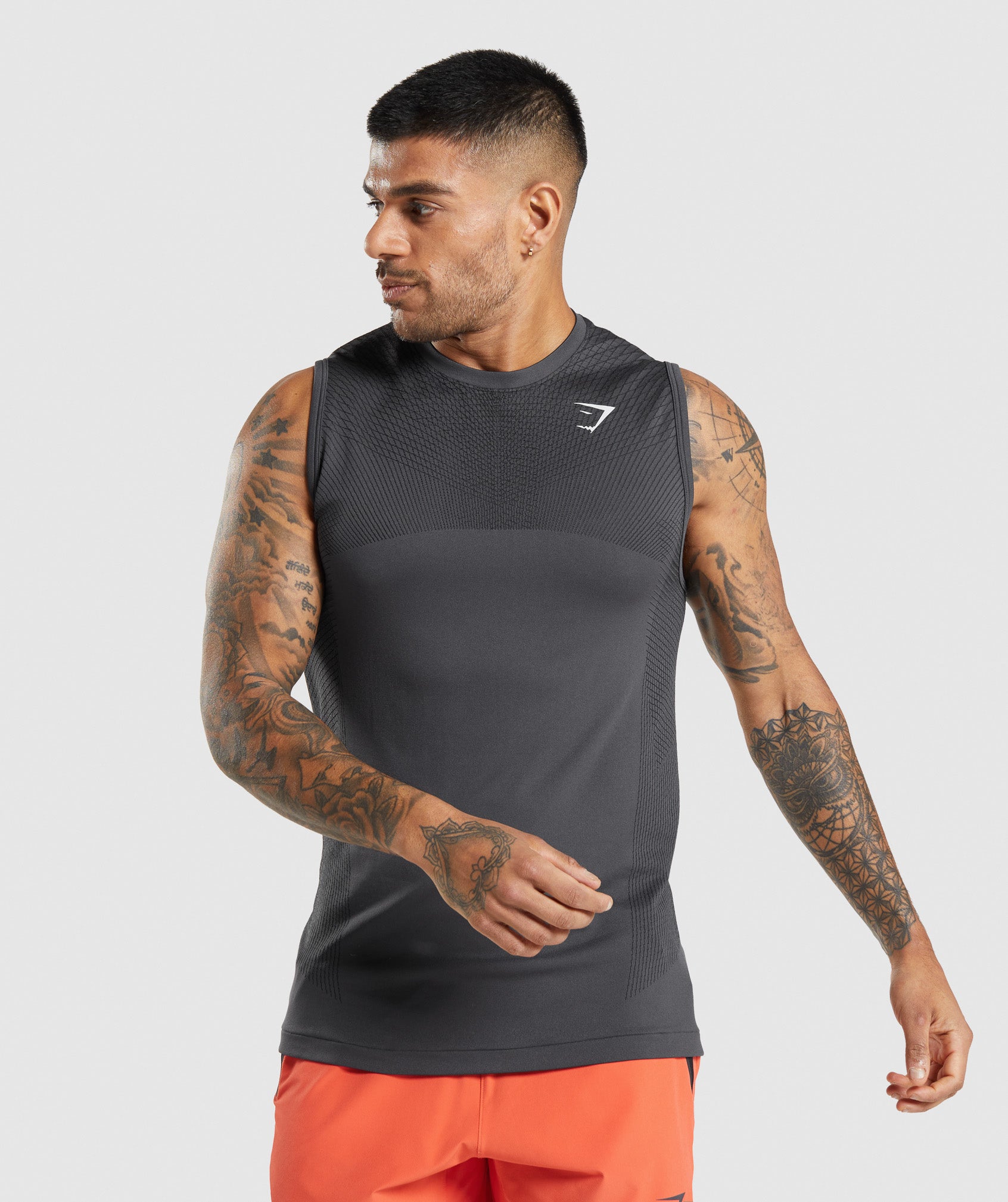 Dark Grey Men\'s Gymshark Apex Seamless Tanks | CYAWIK-652