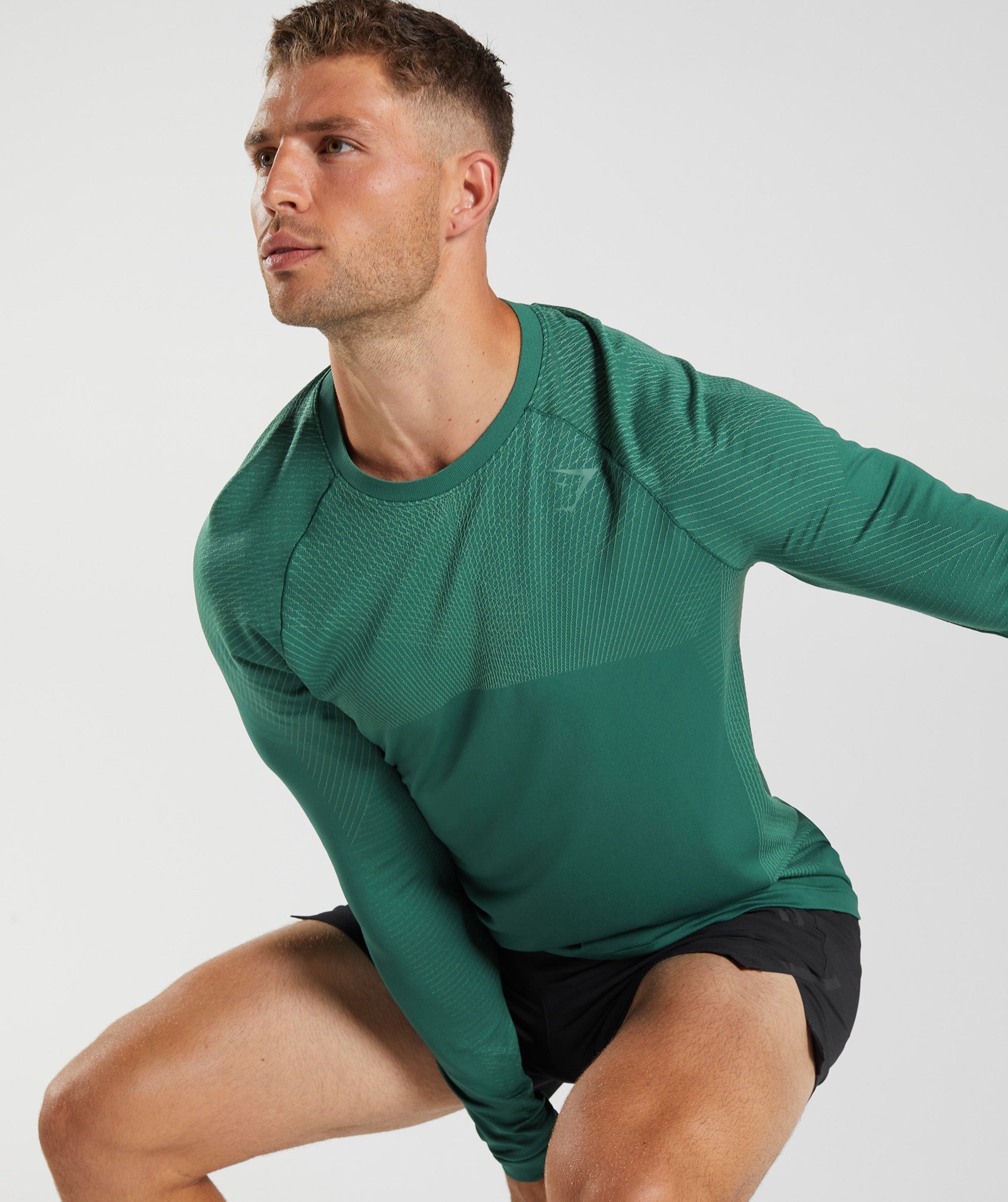 Green Men's Gymshark Apex Seamless Long Sleeve T Shirts | GBPXJU-128