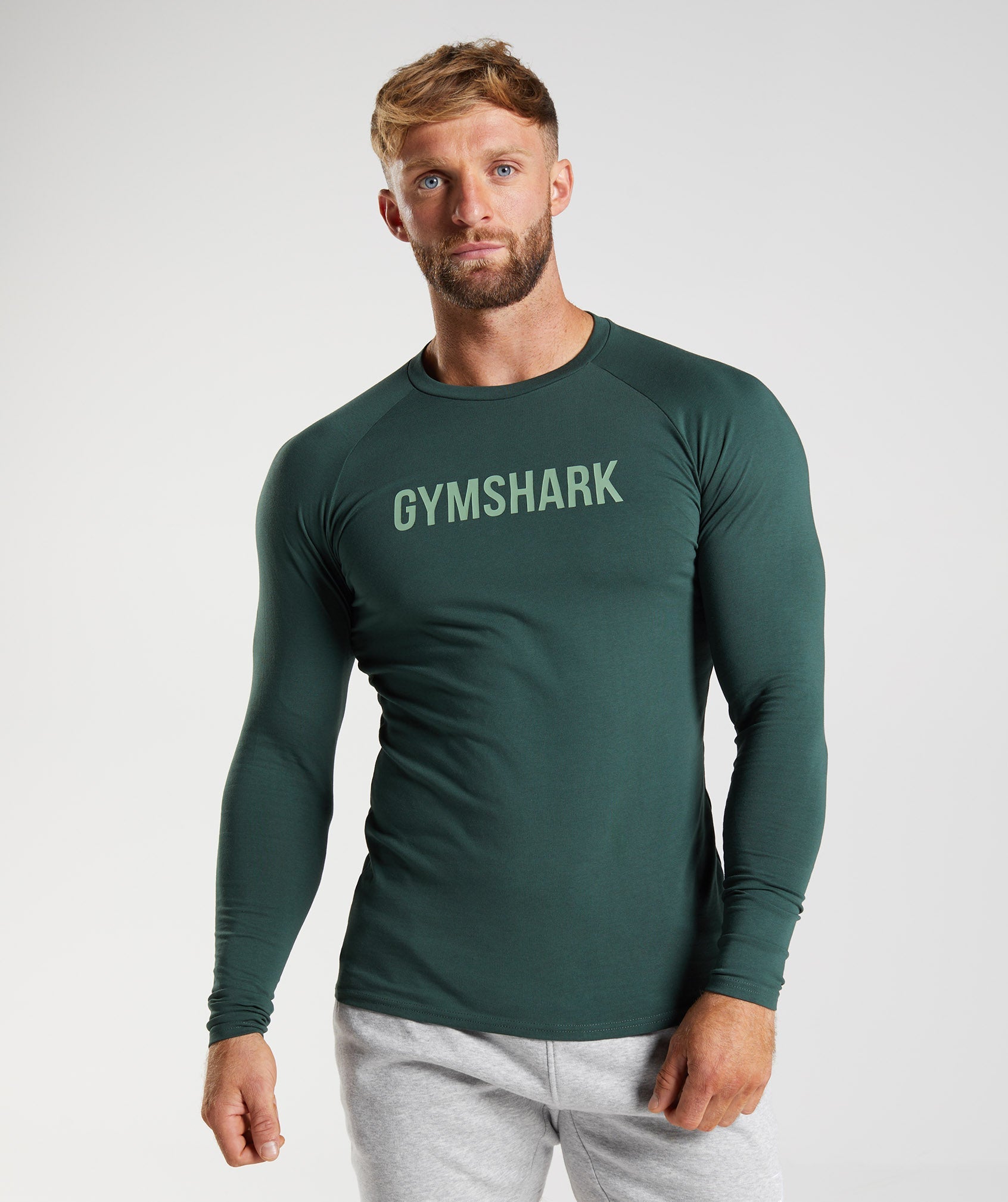 Green Men\'s Gymshark Apollo Long Sleeve T Shirts | BJZLMG-190