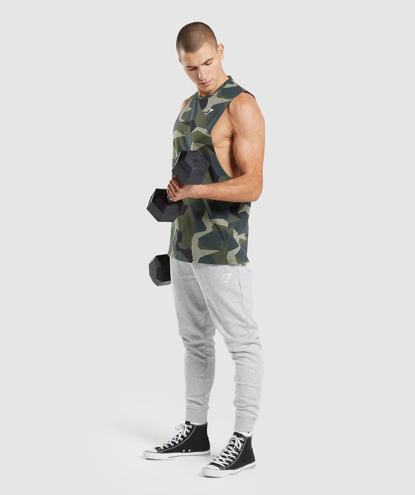 Green Men's Gymshark Critical Drop Arm Tanks | QJEMPI-859