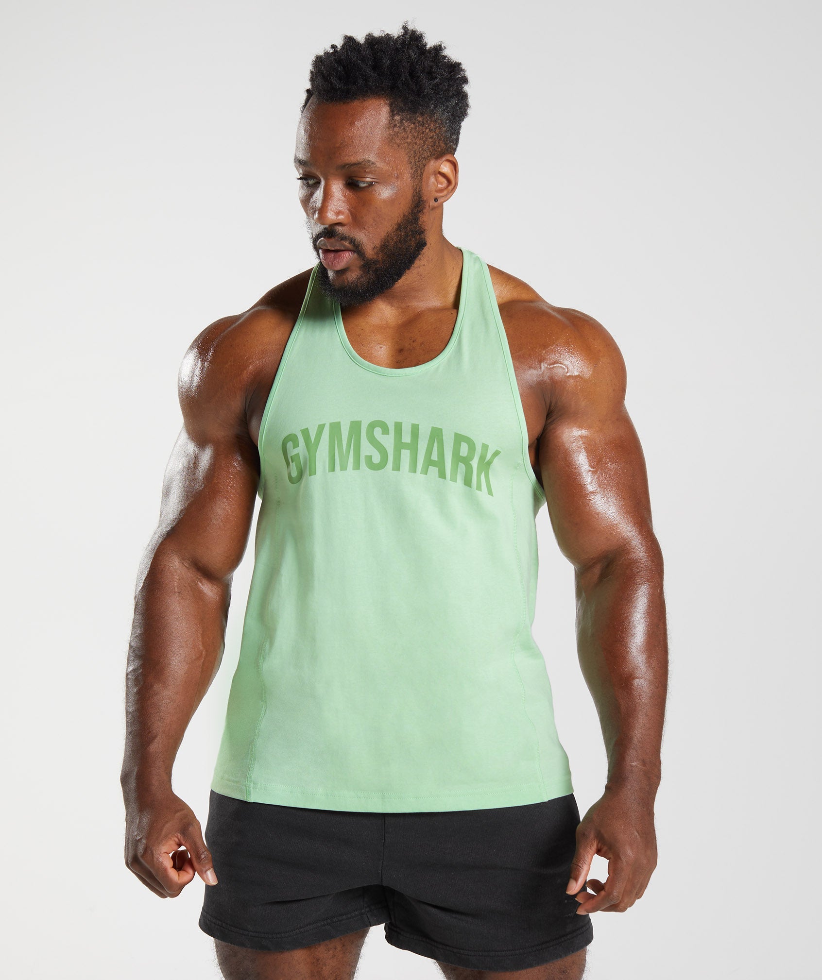 Green Men\'s Gymshark Power Stringer Vest | BYCOGQ-854