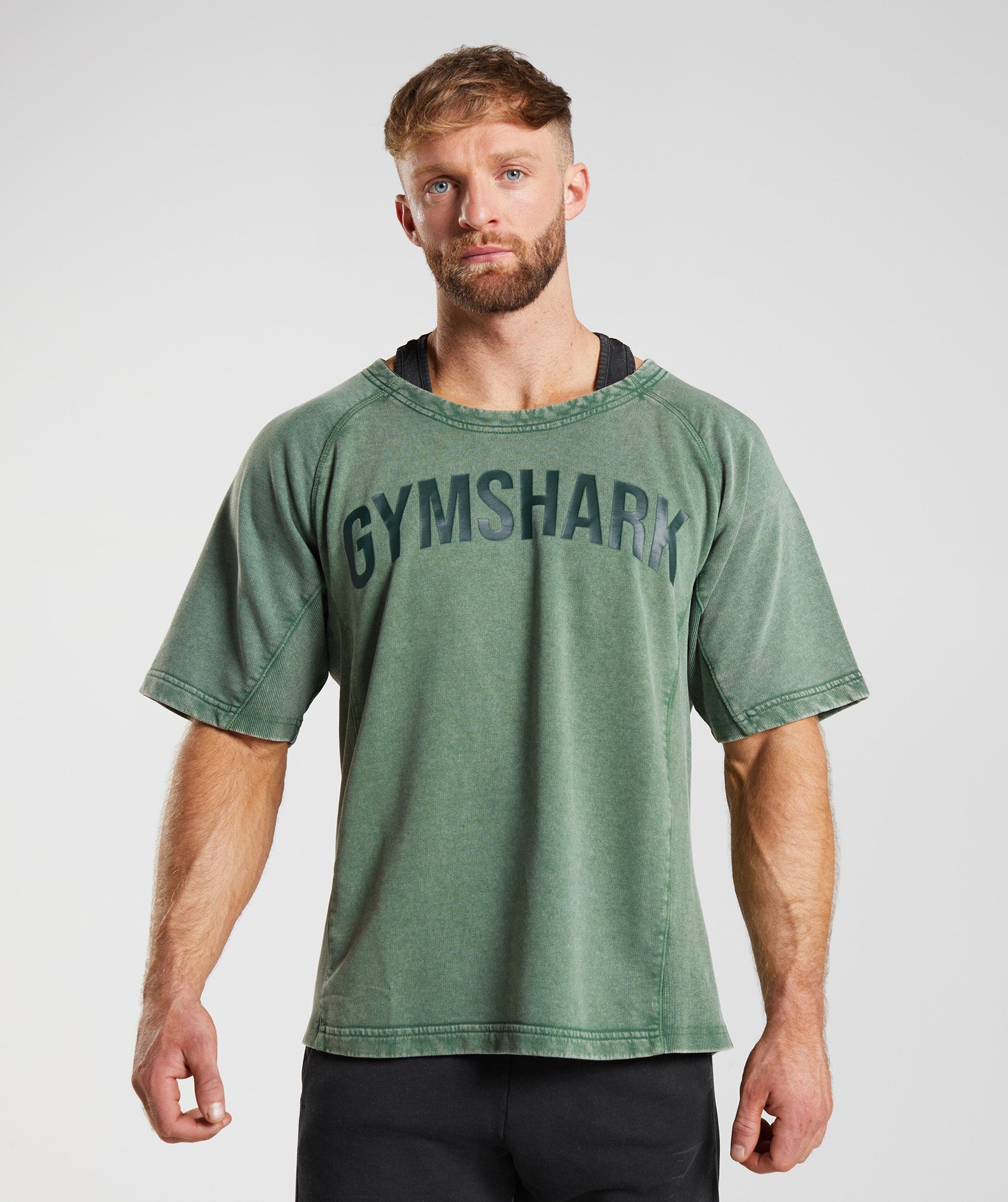 Green Men\'s Gymshark Power Washed Rag Tops | SJFKQY-605