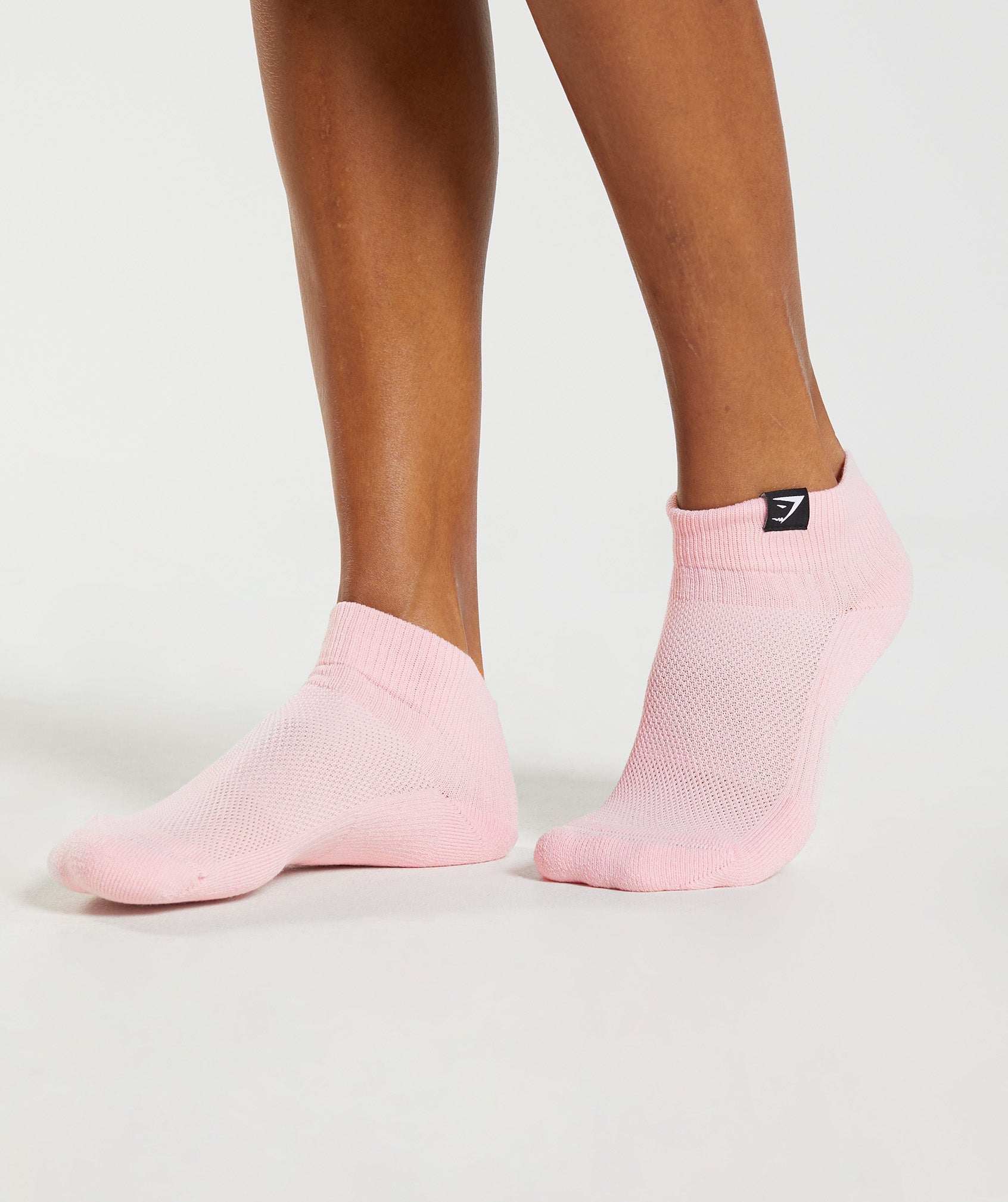 Green / Pink / Fuchsia Women's Gymshark Woven Tab Sneaker 3pk Socks | UPNVYQ-201