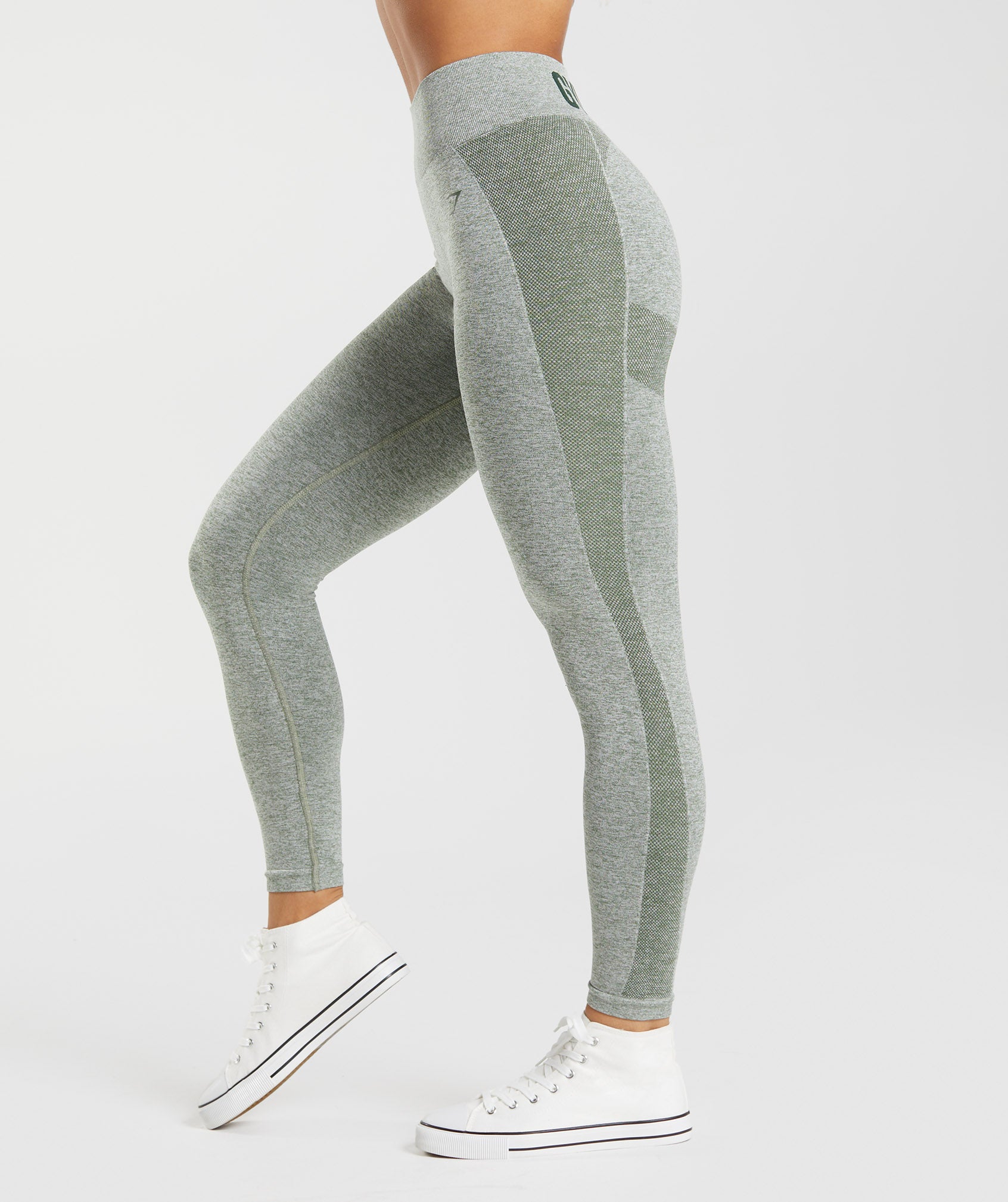 Green / White Women's Gymshark Flex High Waisted Leggings | CDGAKP-437