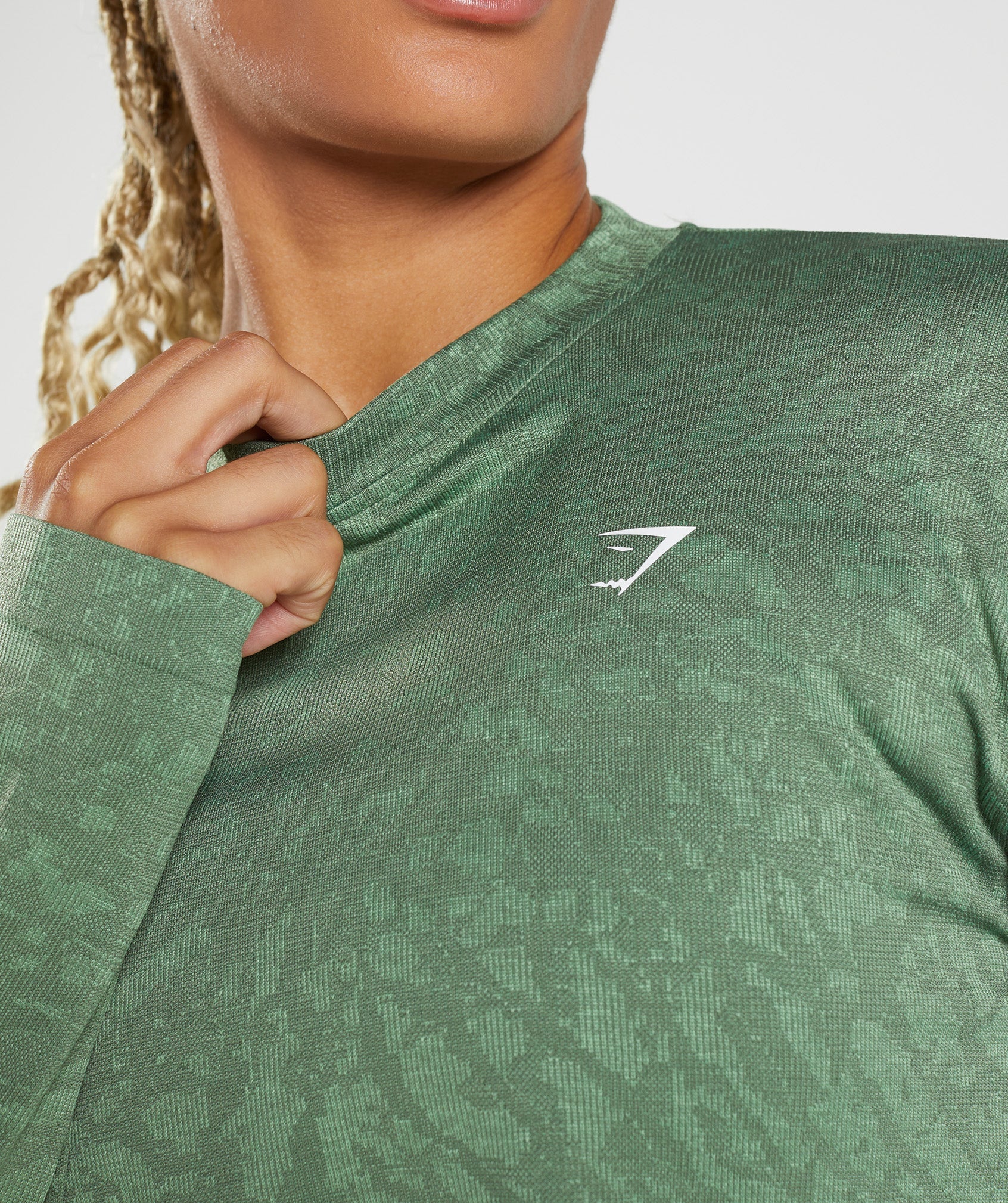 Green Women's Gymshark Adapt Animal Seamless Long Sleeve Tops | WIFQUA-068