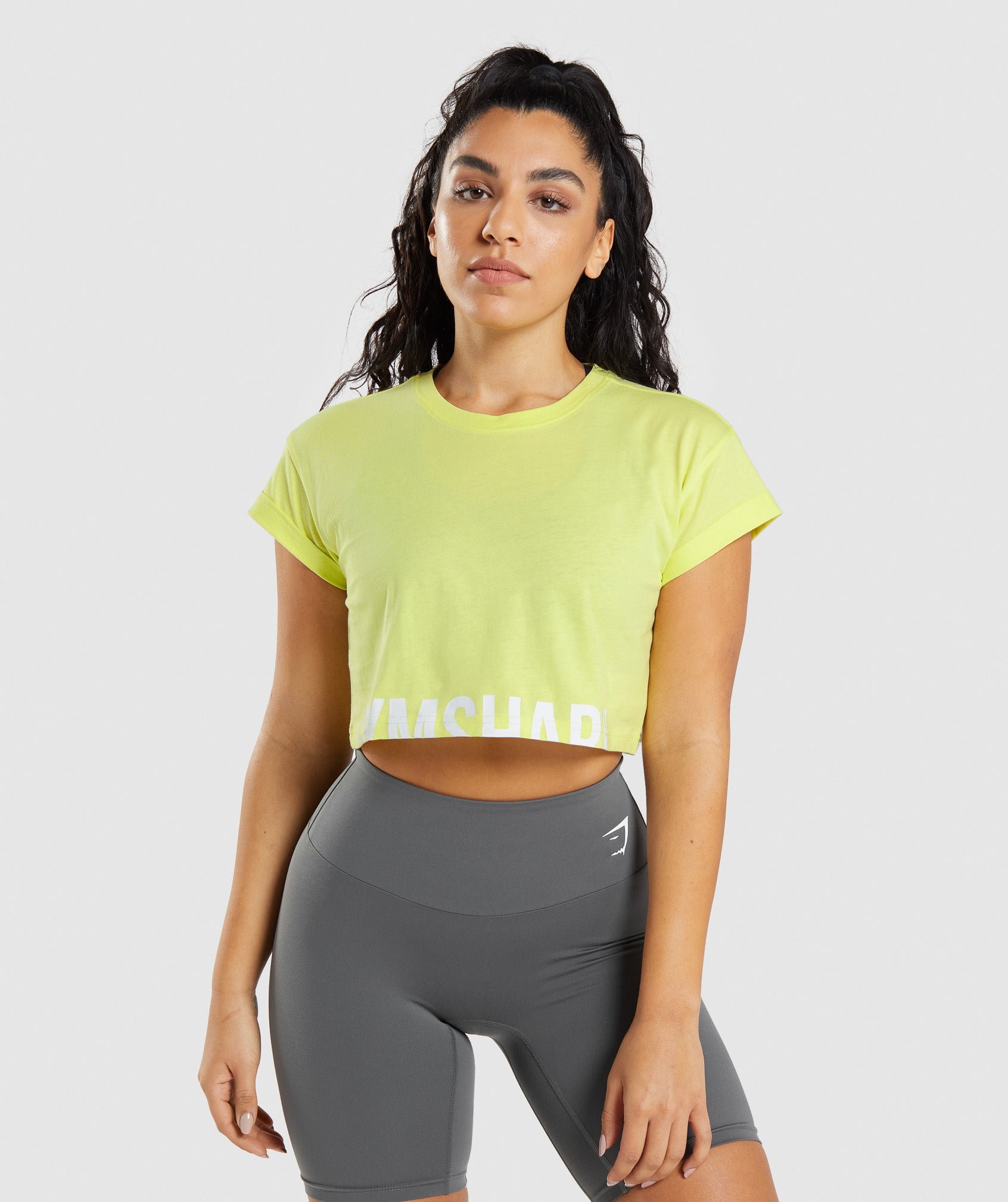 Green Women\'s Gymshark Fraction Crop Tops | NEJDKP-694