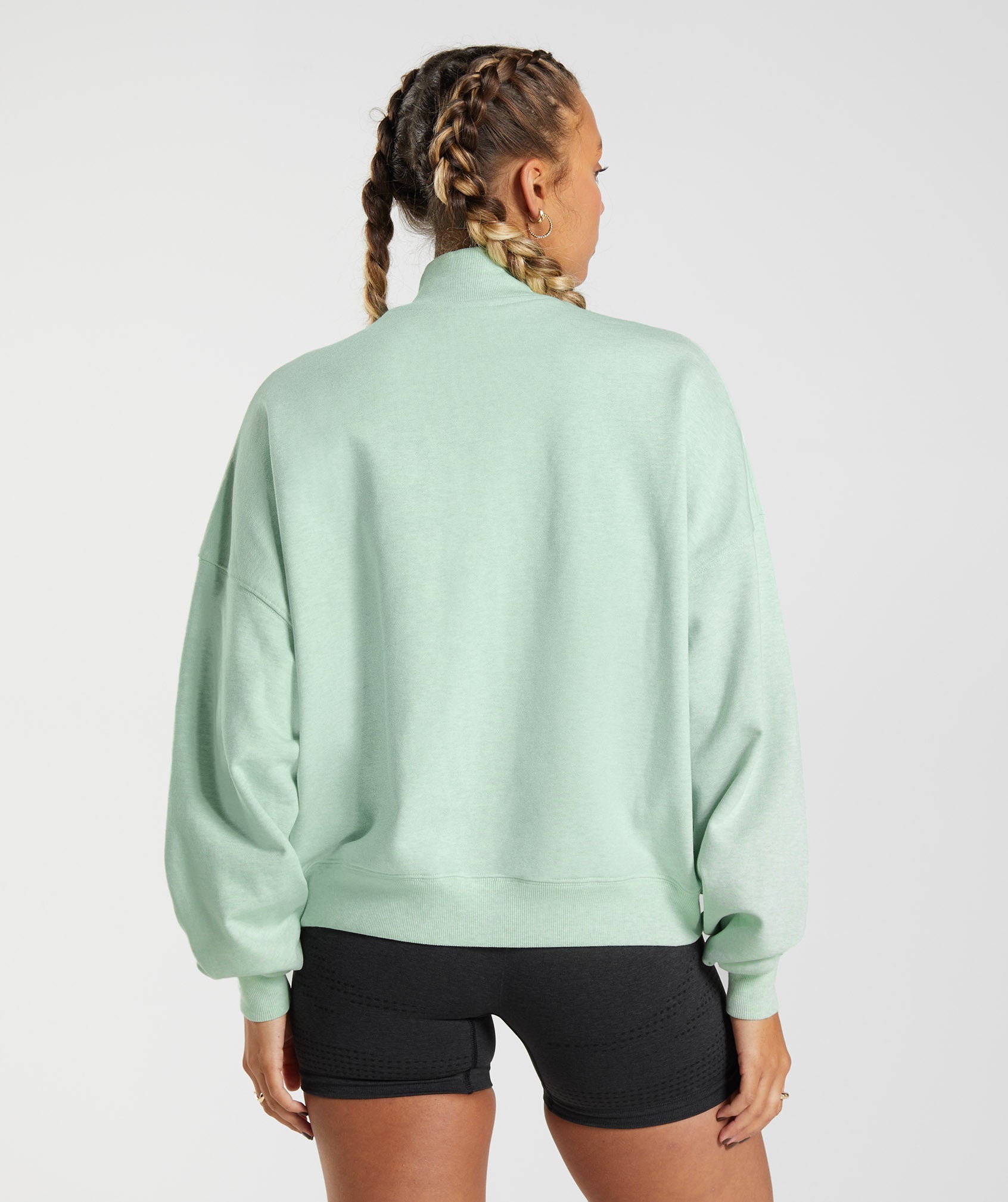 Green Women's Gymshark Rest Day Sweats 1/2 Zip Pullover Sweatshirts | JSTHNF-910