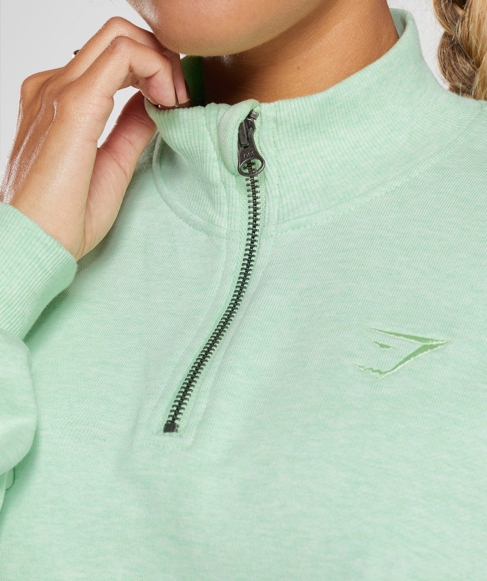 Green Women's Gymshark Rest Day Sweats 1/2 Zip Pullover Sweatshirts | JSTHNF-910