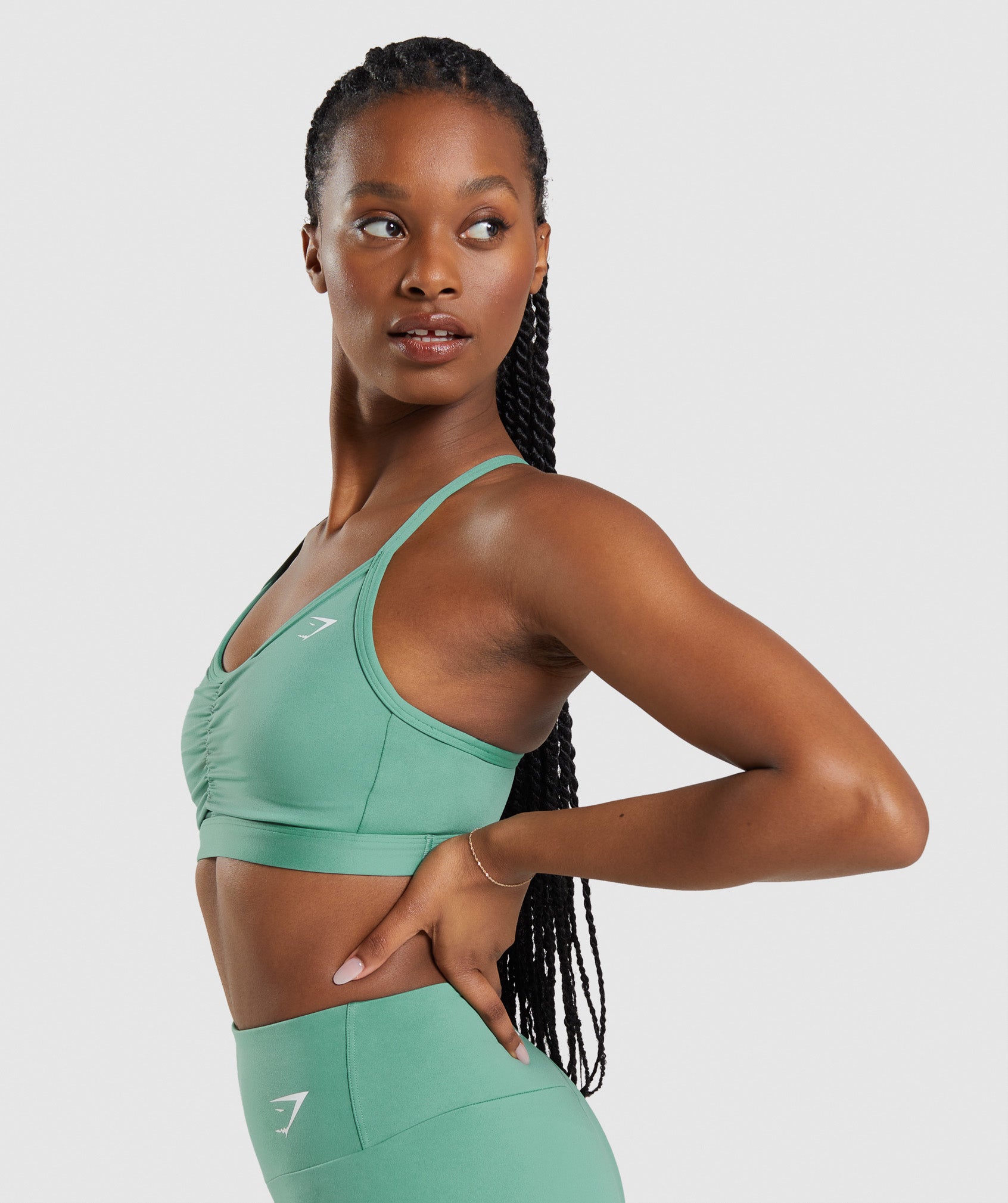 Green Women's Gymshark Ruched Sports Bra | CWGMJH-176