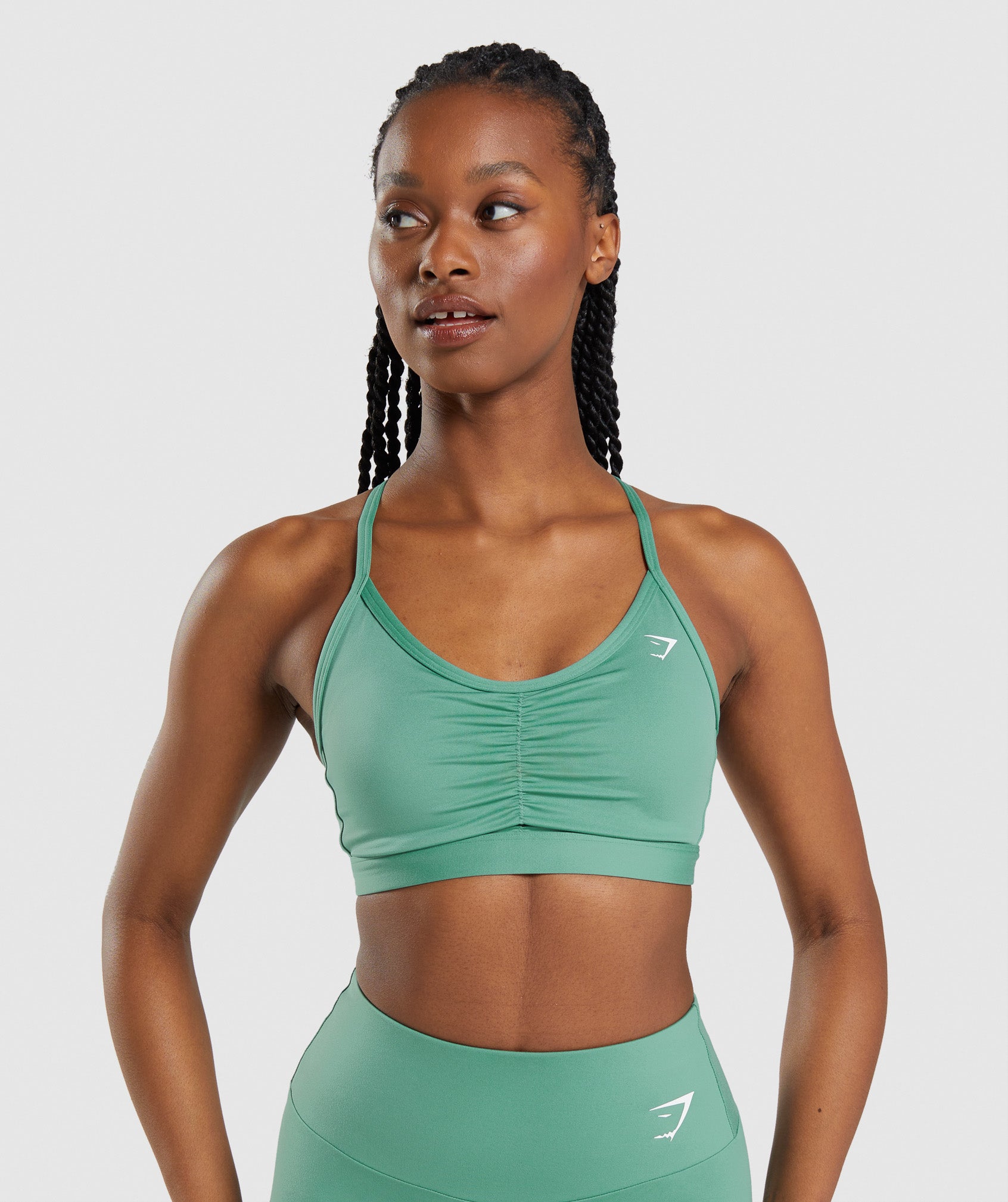 Green Women\'s Gymshark Ruched Sports Bra | CWGMJH-176