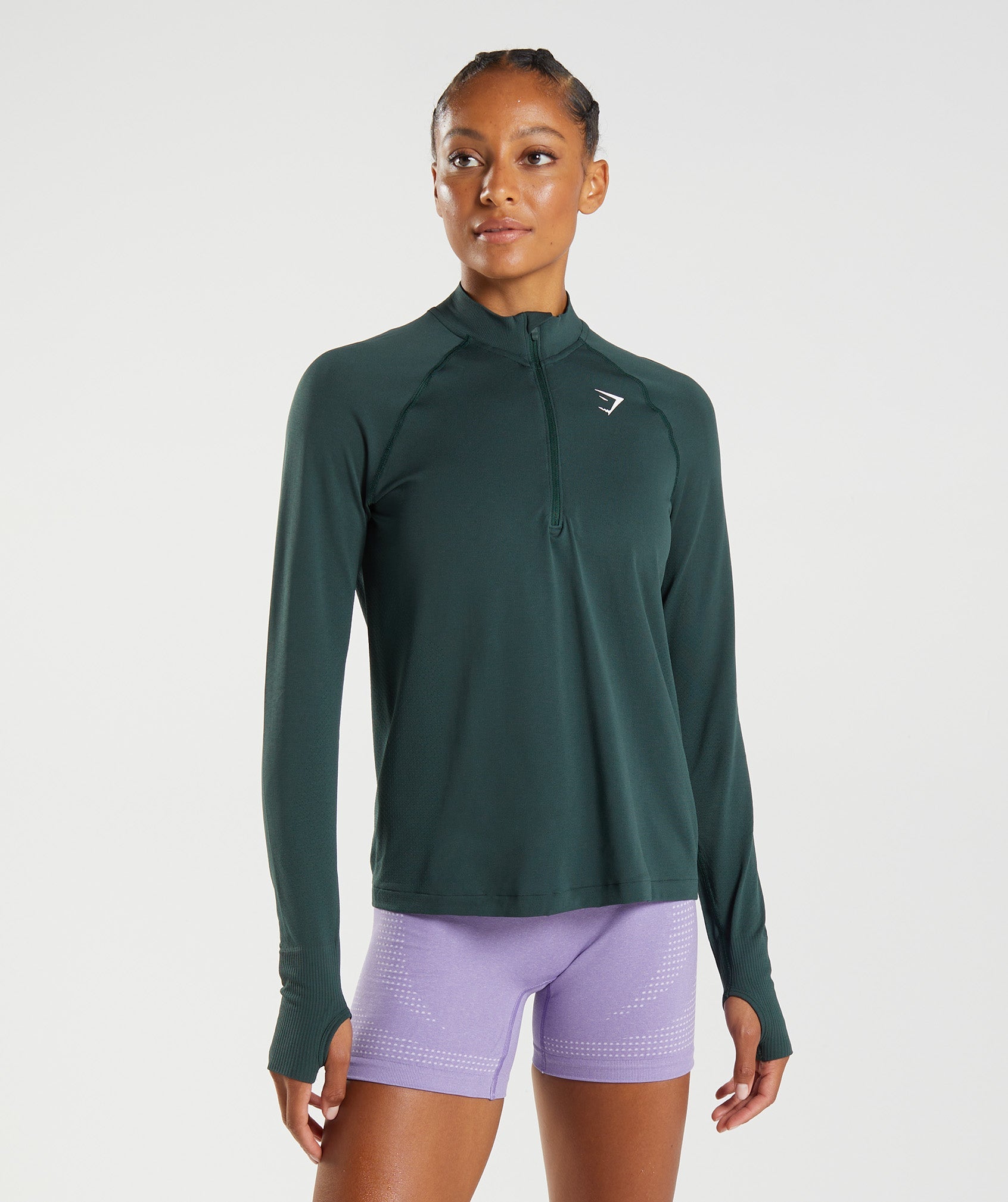 Green Women\'s Gymshark Vital Seamless 1/2 Zip Sweatshirts | ATRESW-159