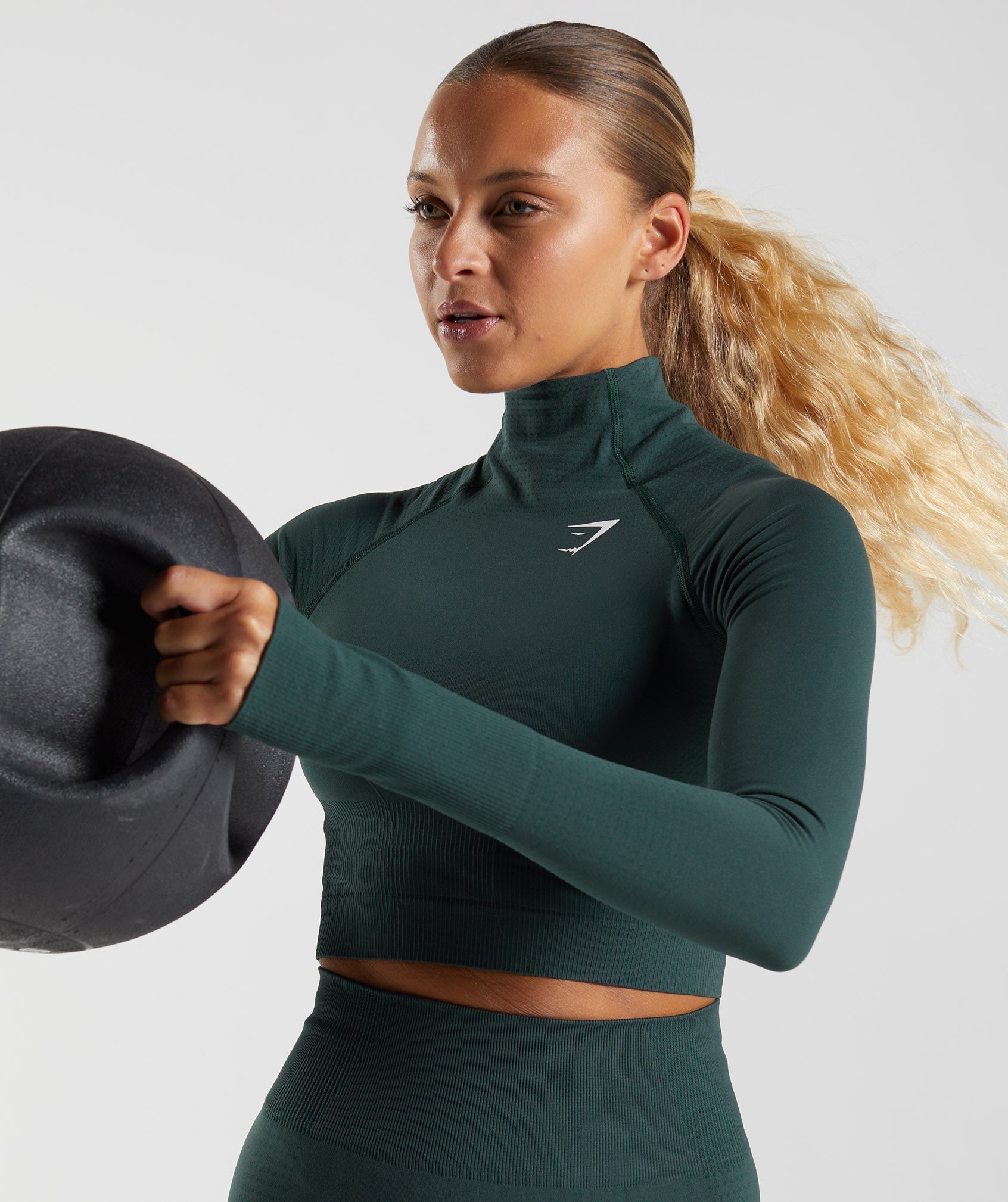 Green Women's Gymshark Vital Seamless 2.0 High Neck Midi Tops | TLQSRO-187