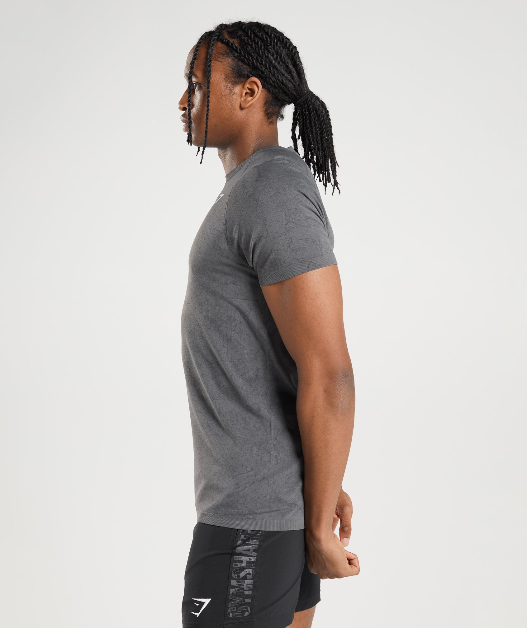 Grey / Black Men's Gymshark Geo Seamless T Shirts | TGBCXA-290