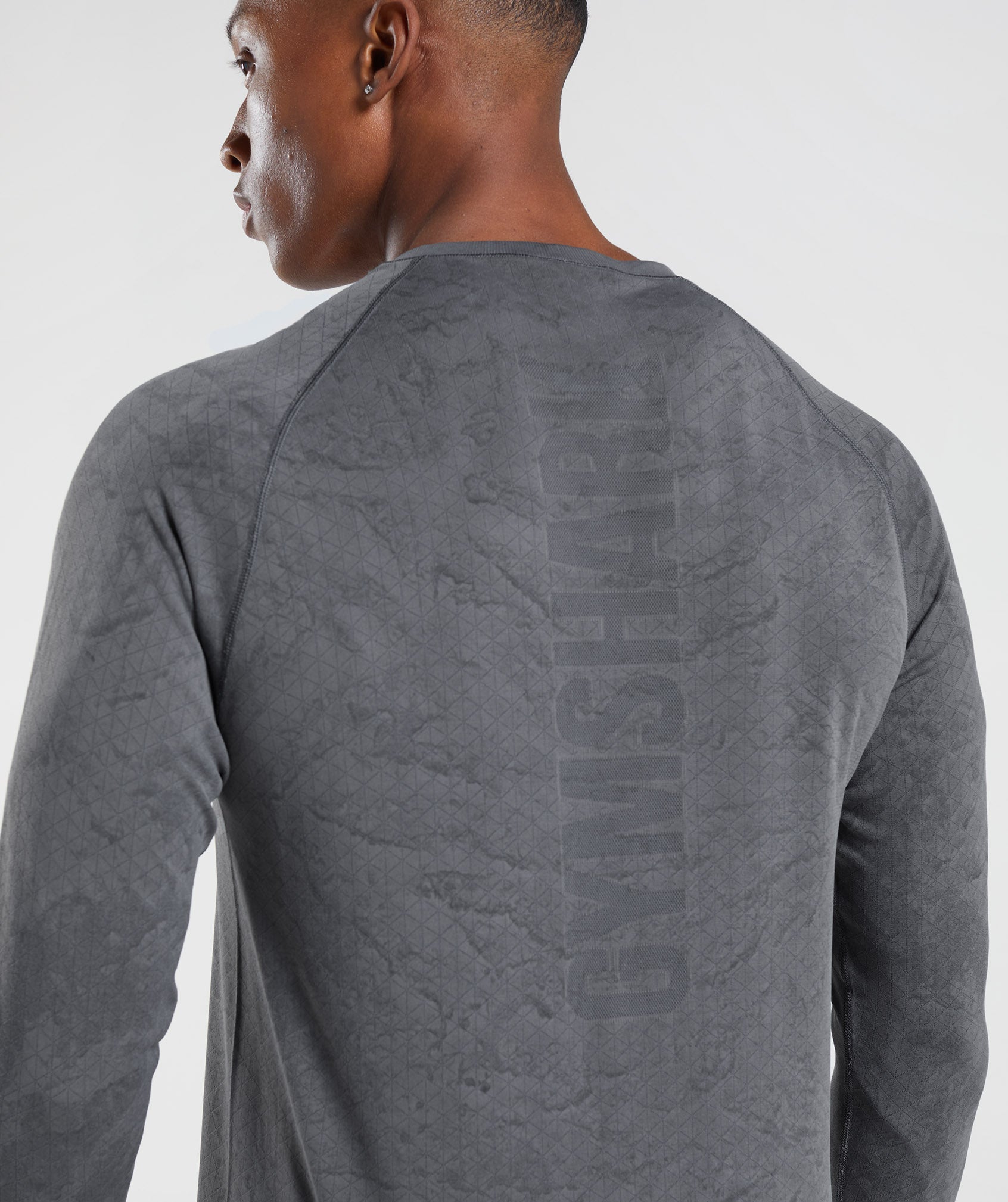 Grey / Black Men's Gymshark Geo Seamless Long Sleeve T Shirts | YUWBMO-187