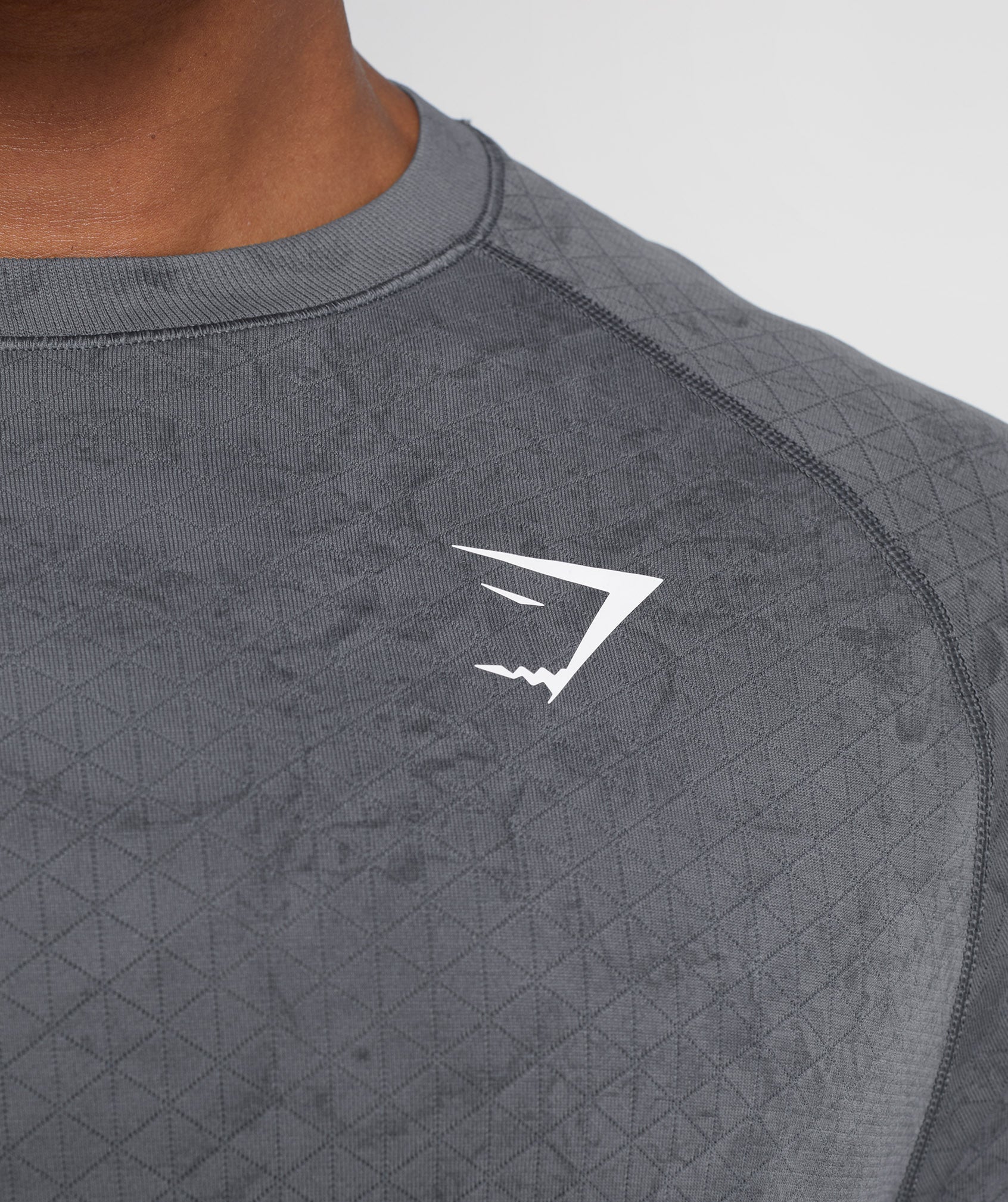 Grey / Black Men's Gymshark Geo Seamless Long Sleeve T Shirts | YUWBMO-187