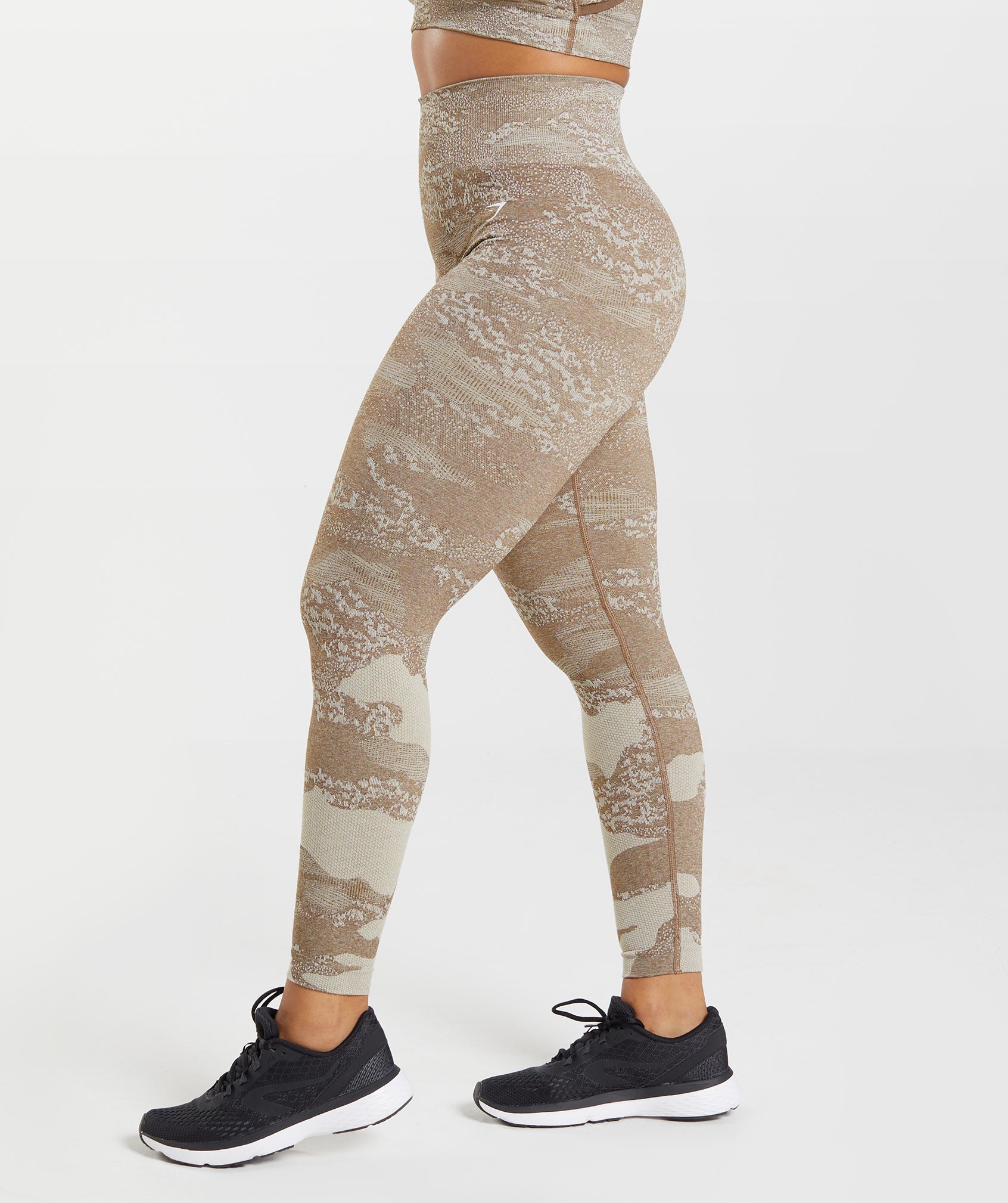 Grey / Brown Women's Gymshark Adapt Camo Seamless Leggings | TZNLQC-046